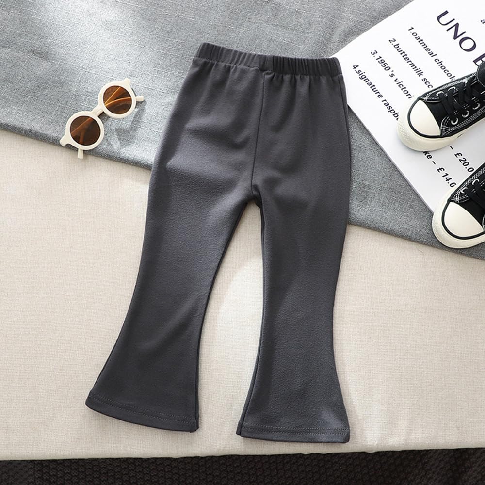 Toddler Girl Flare Leggings - Black Fleece Lined Warm Bell Bottom Pants for Kids | Wide Leg Yoga Pants for Playdates, Preschool & Winter Outfits