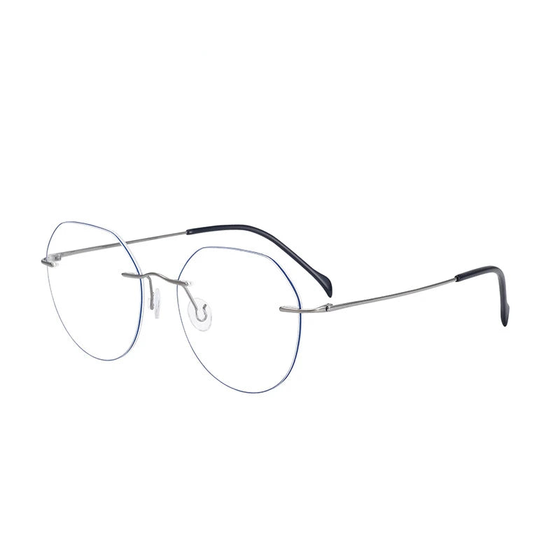 Brightzone Unisex Rimless Flat Top Round Titanium Eyeglasses 71408 - Lightweight & Durable Titanium Frame Glasses for Men & Women - Perfect for Reading, Work & Everyday Use