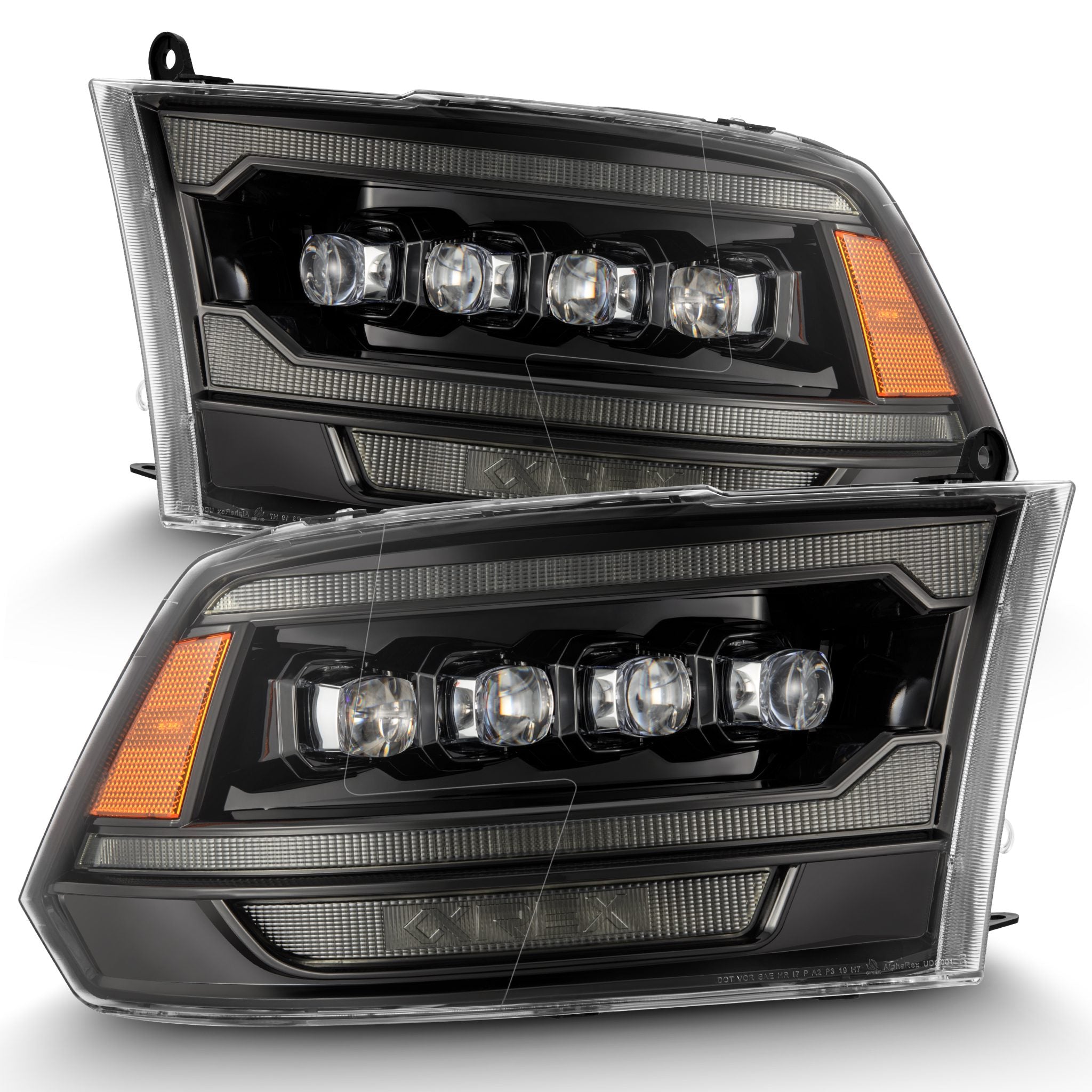 2009-2018 Ram 2500 NOVA Series LED Projector Headlights Alpha Black - High-Performance Lighting for Off-Road & Night Driving