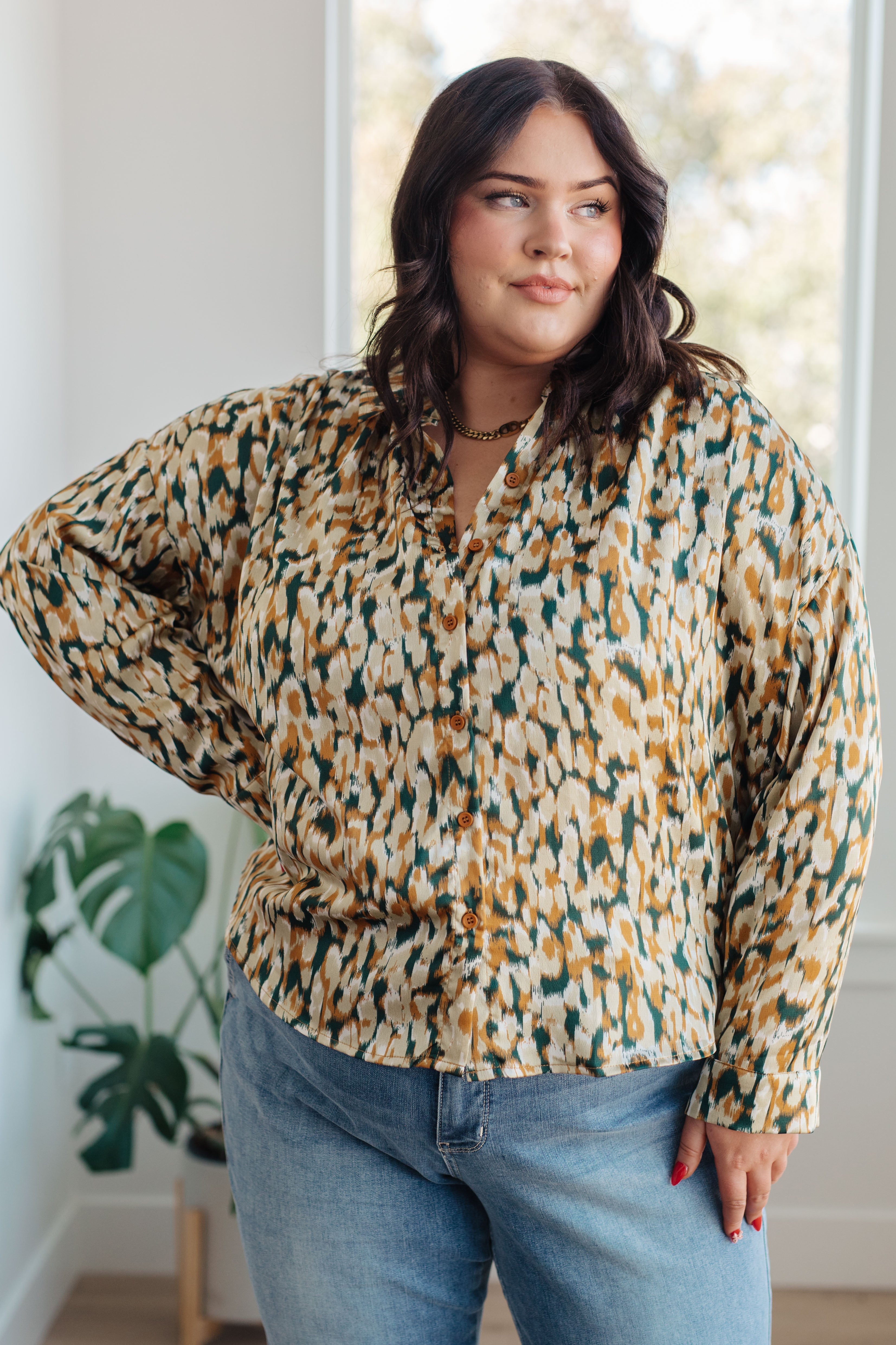 Stylish In the Willows Button Up Blouse for Women | Elegant Long Sleeve Shirt | Perfect for Office, Date Night & Casual Outfits