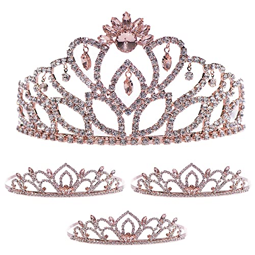 4 Piece Set Rose Gold Cassandra and Kiley Tiaras