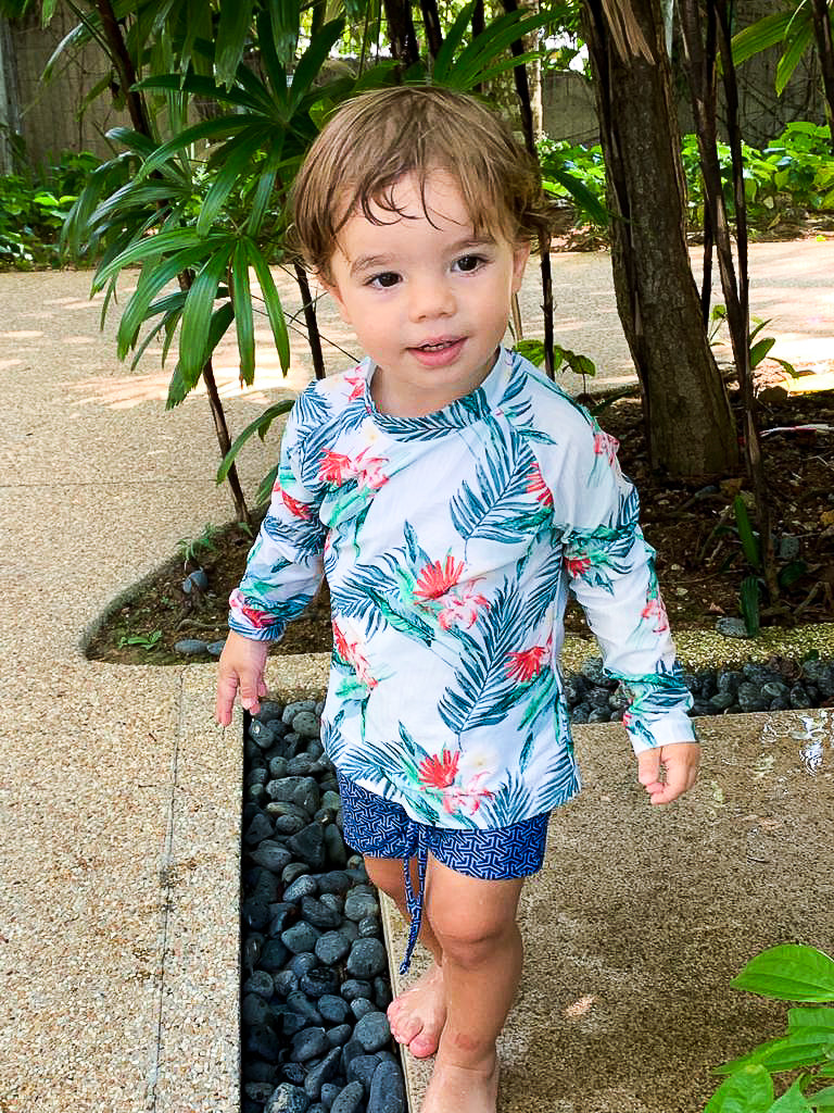 Echo Kids Unisex Reversible Swim Shorts - Quick Dry Swim Trunks for Boys & Girls - Due South Blue & Hawaiian Tropic Print - Perfect for Beach, Pool & Summer Water Activities