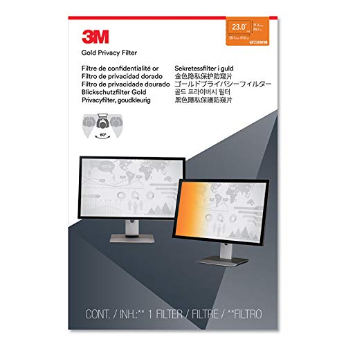 3M GF230W9B Frameless Gold Anti-Glare Privacy Screen Protector for 23-Inch Widescreen Laptop Monitor (16:9 Aspect Ratio) - Perfect for Office, Banking & Public Spaces
