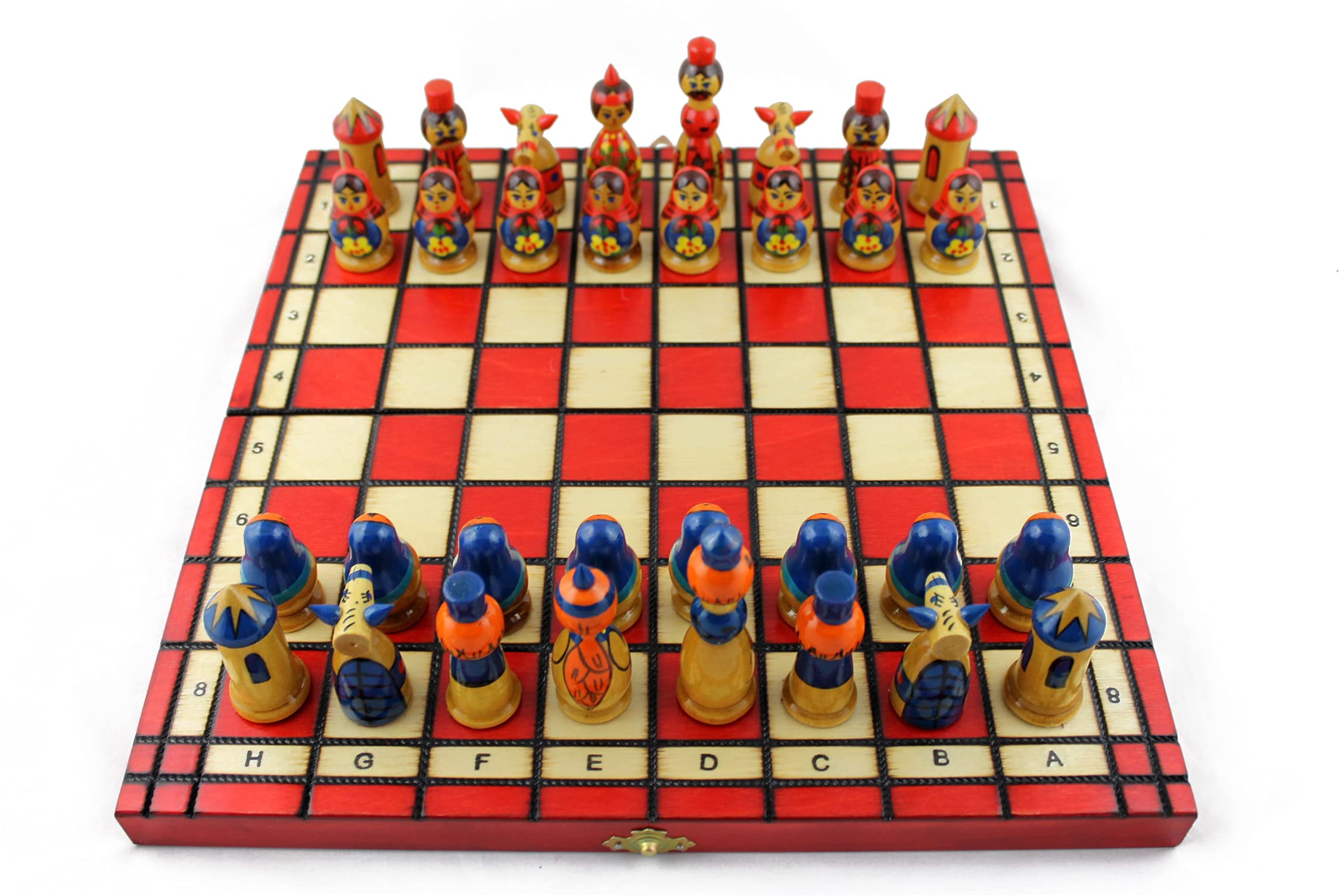 Handmade Matryoshka Chess Set for Adults - Premium Wooden Chess Board with Storage Box | Perfect for Home Decor, Game Nights & Gift Giving