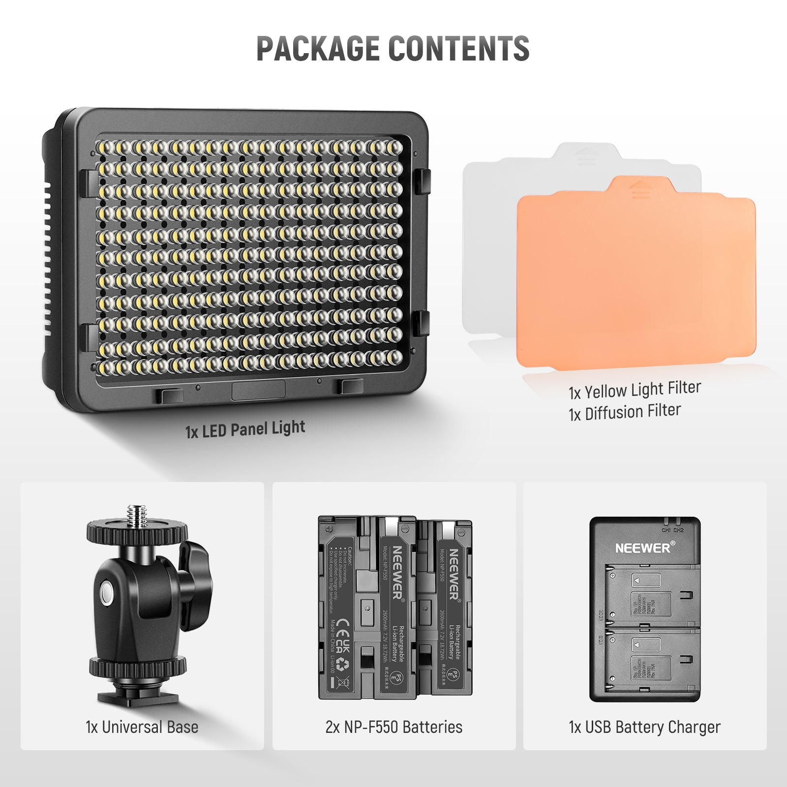 NEEWER Dimmable 176 LED Video Light Kit with Adjustable Brightness for Photography, Videography, and Studio Lighting