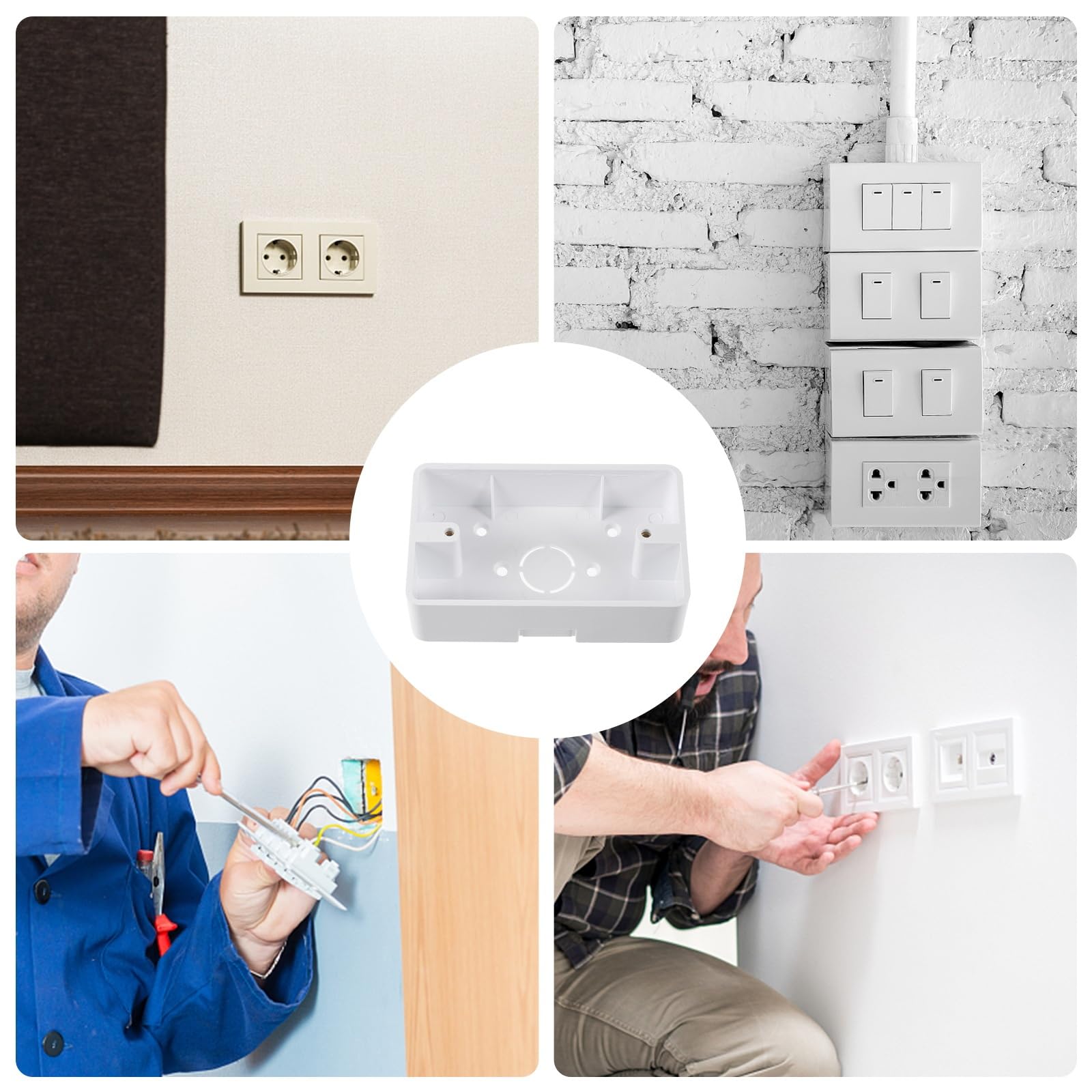Hemobllo 5-Pack White Plastic Surface Mount Outlet Box - Single Gang Electrical Junction Box for Home & Office Wiring