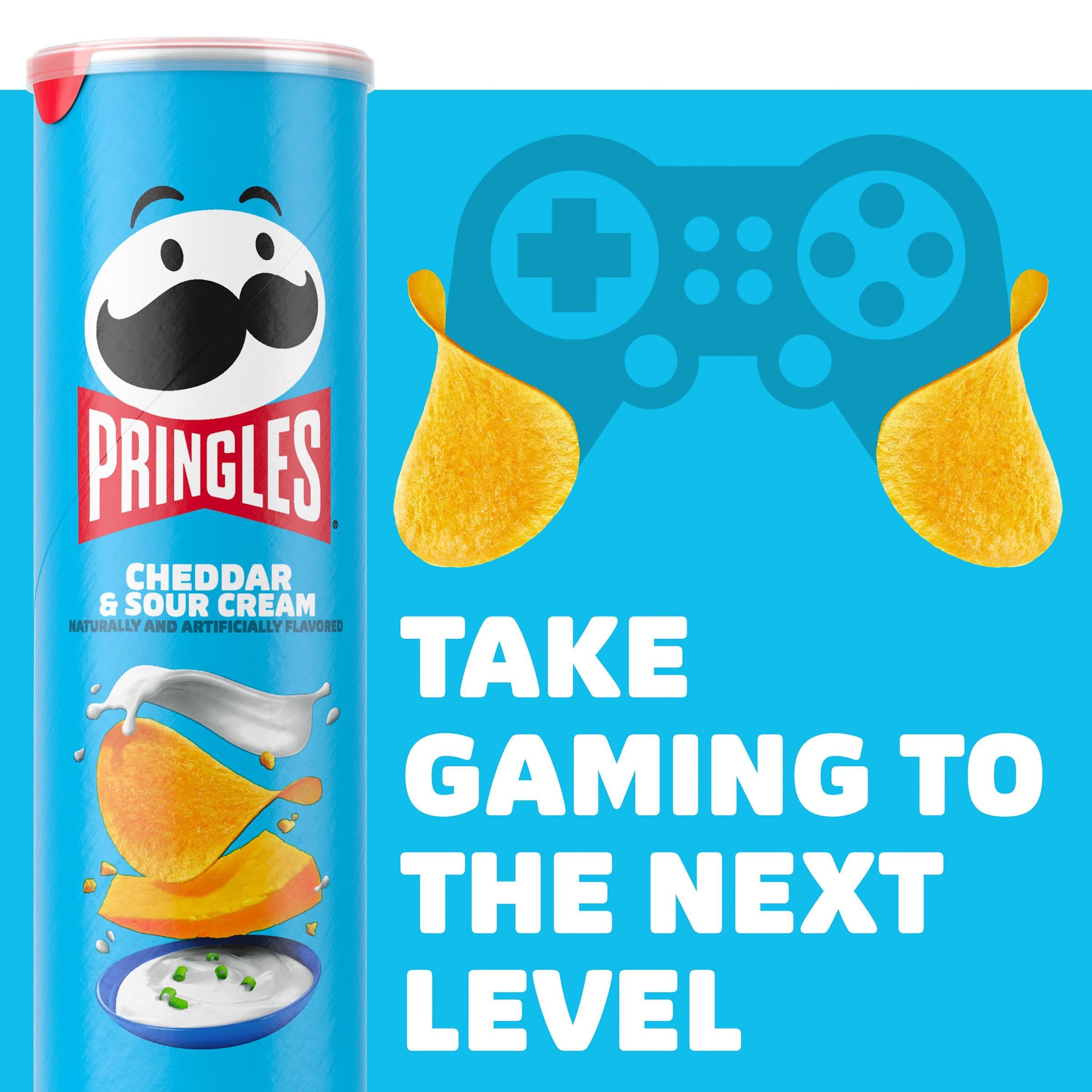 Pringles Cheddar & Sour Cream Potato Crisps - 5.5oz Can, Crunchy Snack for Lunch, Travel & On-The-Go | Perfect for Office, School & Road Trips
