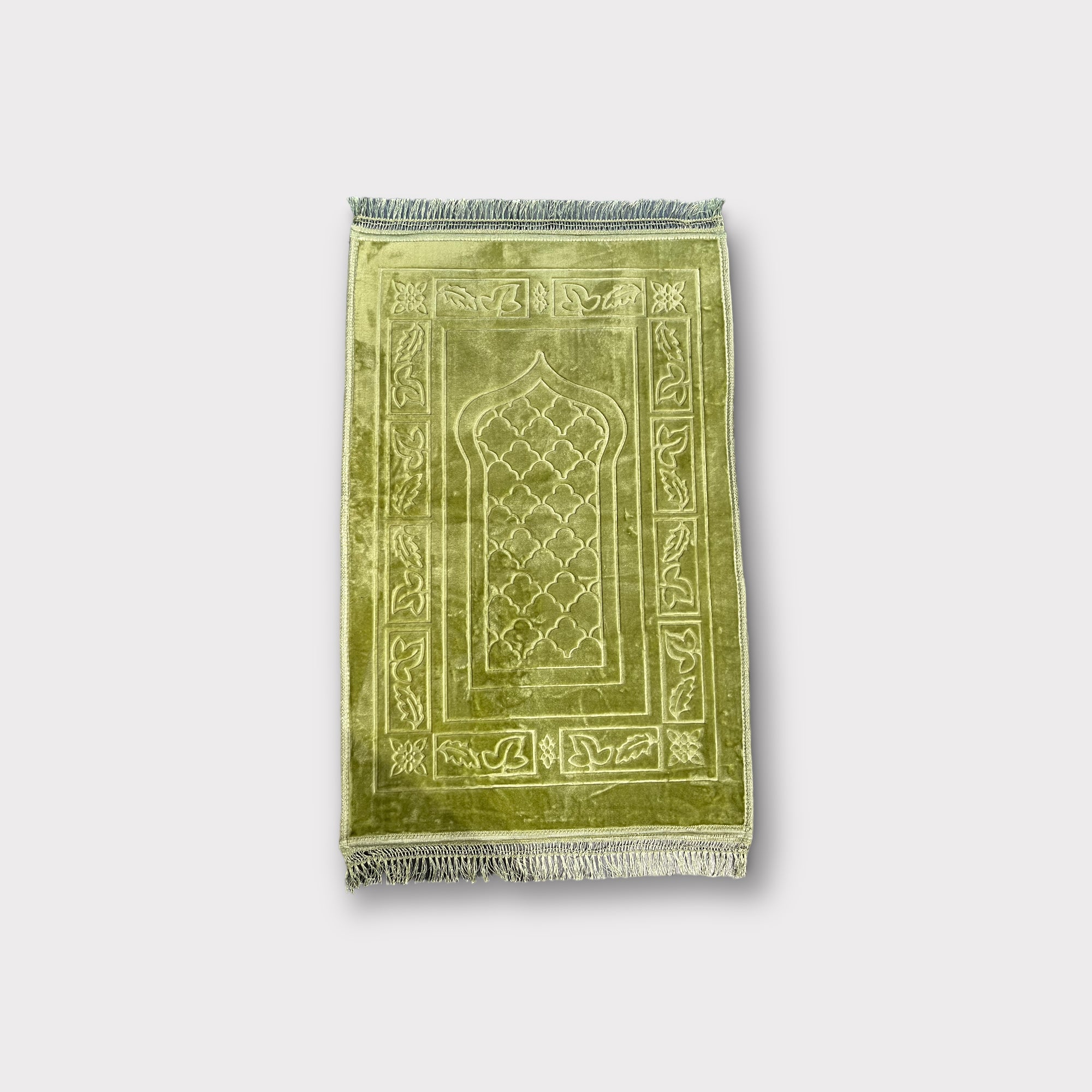 Premium Foam Olive Prayer Mat - Non-Slip, Comfortable & Portable - Perfect for Home, Mosque, Travel & Outdoor Worship