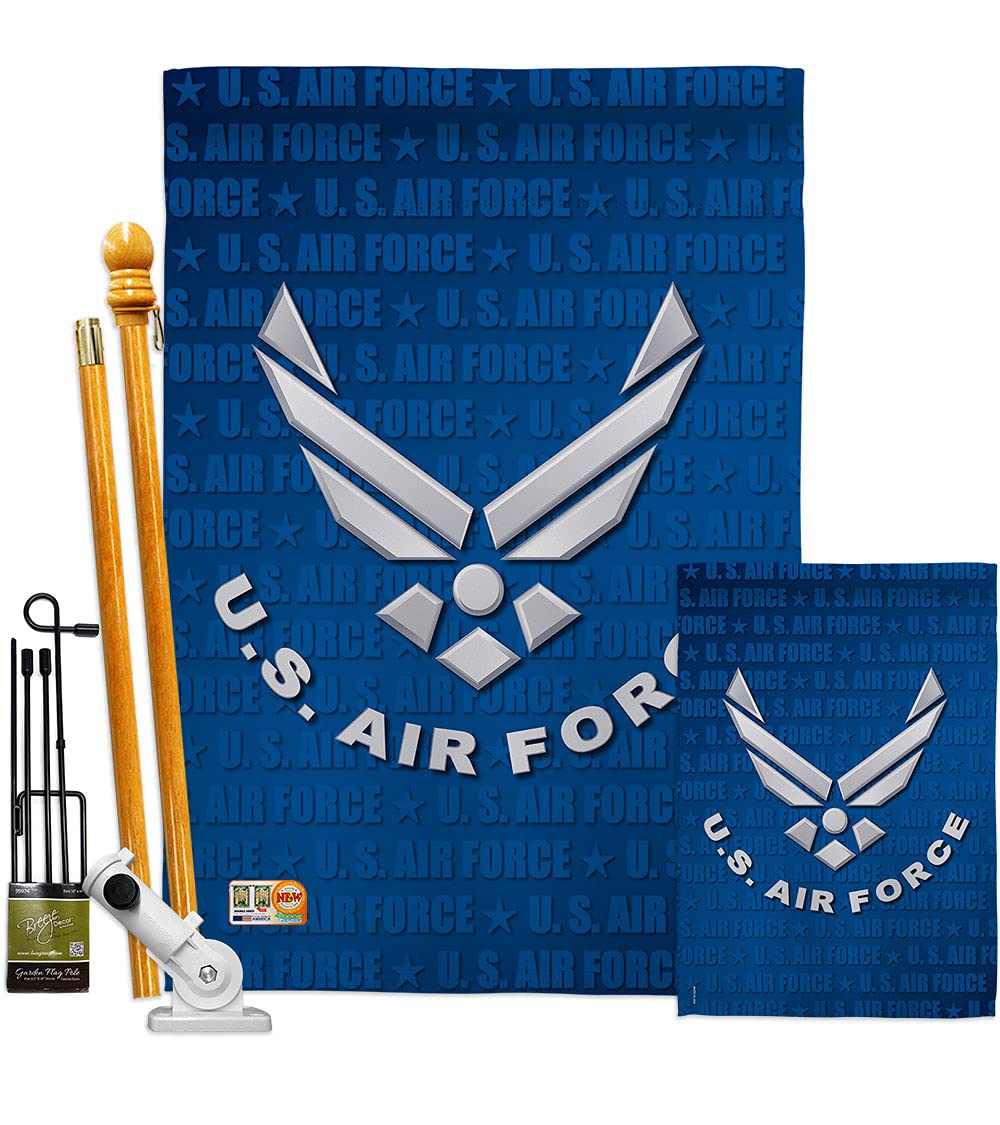 US Air Force Garden Flags Kit - Double-Sided 28x40 Inch Military Yard Banner - Armed Forces USAF Veteran Retiree Decorative Gift - Made in USA - Perfect for Patriotic Home Decor & Military Appreciation Events