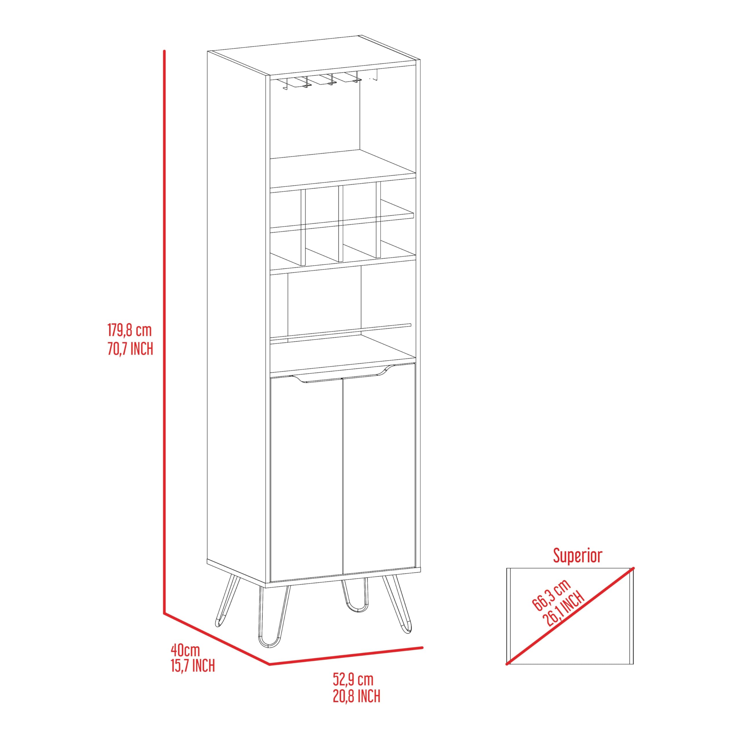 Tuhome Manhattan L-Shaped Bar Cabinet with 8 Built-In Wine Racks & 2 Single-Door Storage Cabinets - Black | Perfect for Home Bars, Dining Rooms & Entertaining Spaces