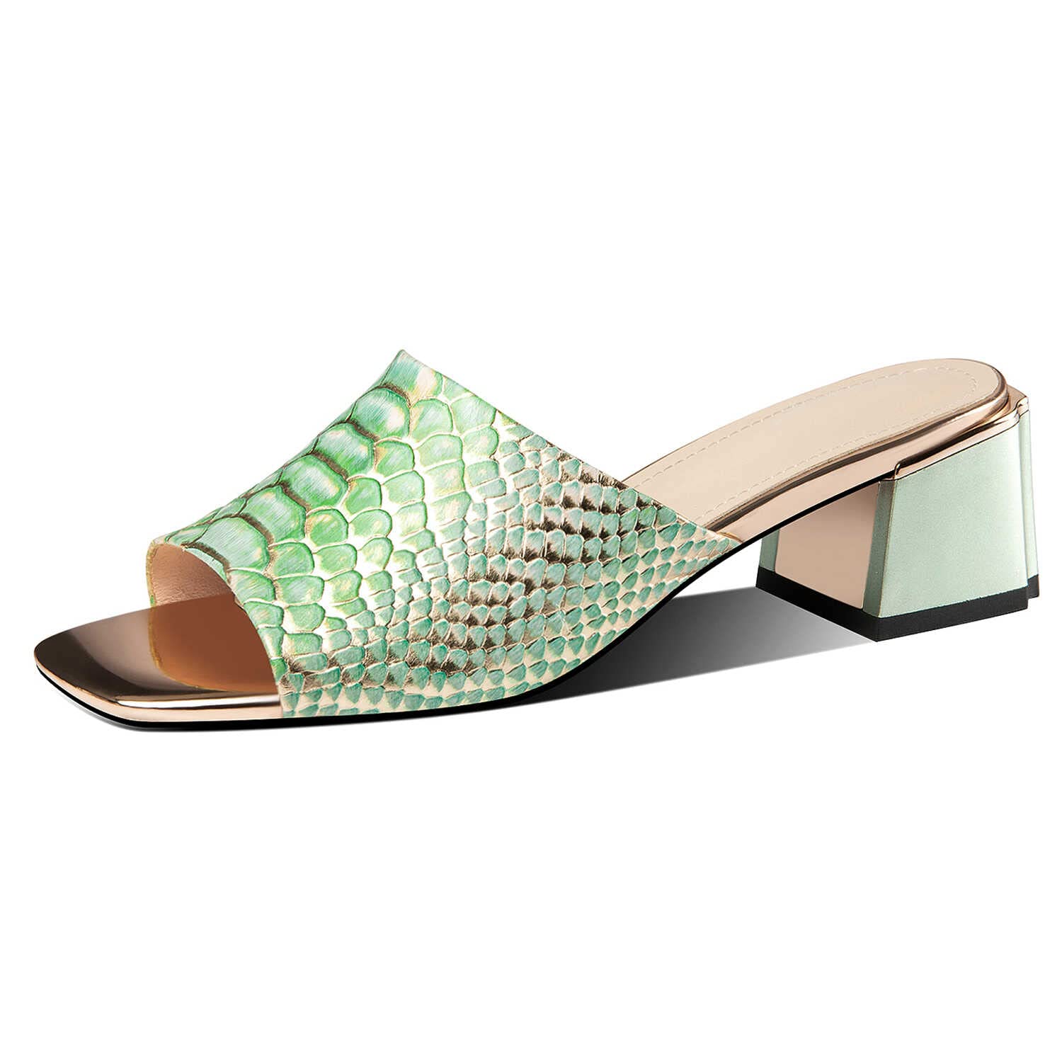 Pararica Women's Open Toe Slippers - Snake Print Chunky Heel Sandals for Women | Comfortable House Shoes, Casual Summer Slide Sandals for Lounging, Beach & Indoor Wear