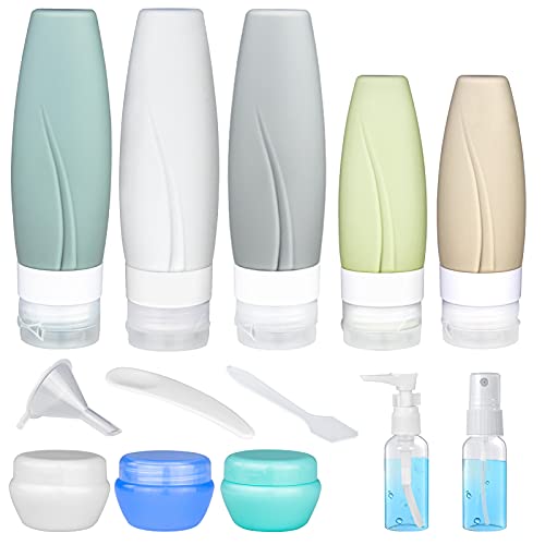 13 Pack TSA Approved Leak-Proof Silicone Travel Bottles for Toiletries - Squeezable Travel Size Containers for Shampoo, Conditioner, Lotion & Body Wash - Perfect for Airplane Carry-On & Vacation Essentials