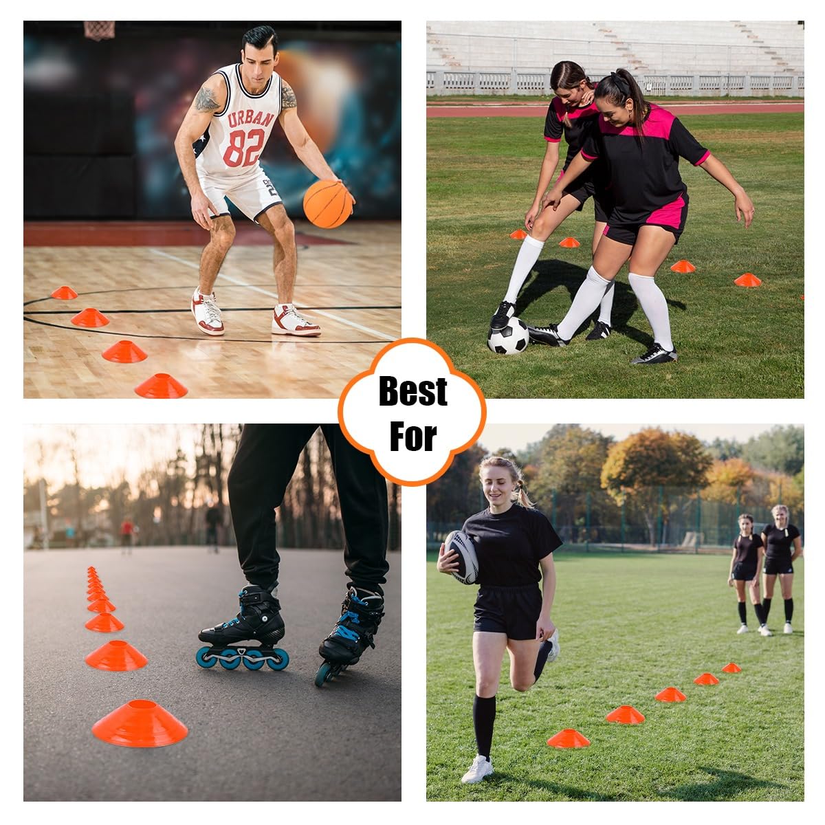 60/40/20 Pack Pro-Grade Soccer Training Cones Set - Durable Agility Cones with Carry Bag & Strap Holder for Football, Basketball, Sports Drills - Perfect for Coaches, Athletes & Kids Outdoor Training Sessions