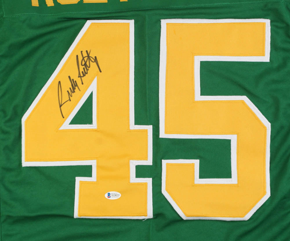 Authentic Rudy Ruettiger Signed Notre Dame #45 Green Throwback Football Jersey - Perfect for Collectors, Fans & Sports Memorabilia Displays