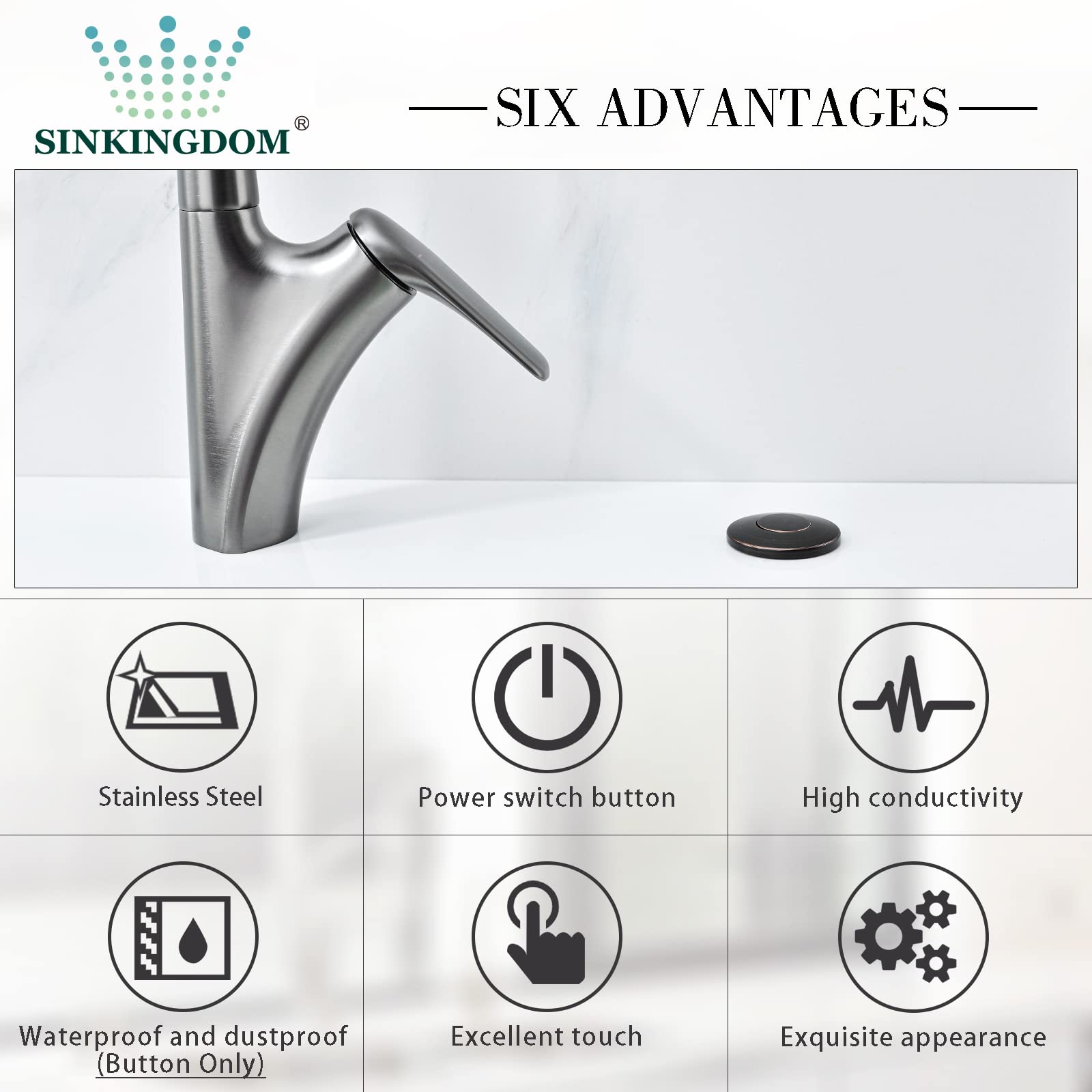 Stainless Steel Garbage Disposal Air Switch Kit with Oil Rubbed Bronze Button - Easy Sink Top Installation for Kitchen Waste Disposal & Dishwashing Convenience