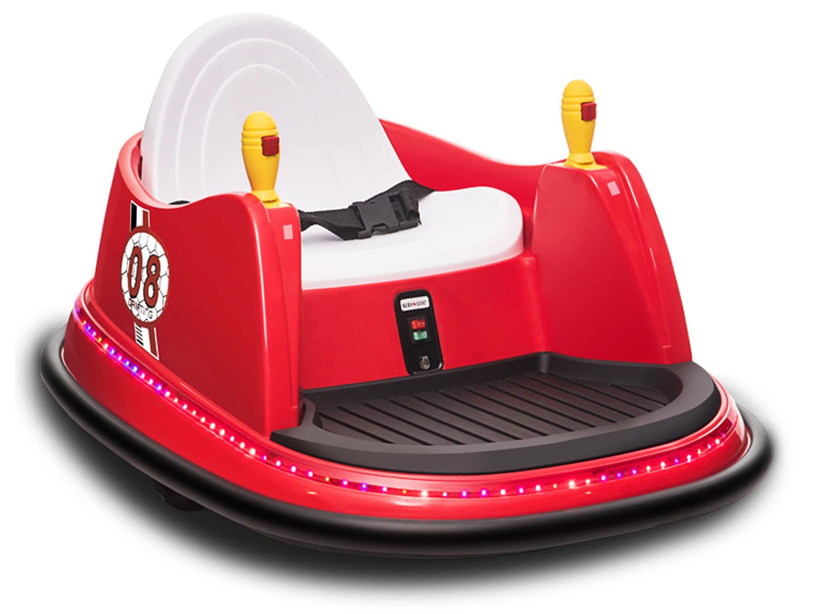 MOLACHI 6V Electric Bumper Car for Kids with Remote Control, Music, Safety Belt & LED Lights - 360 Degree Spinning Ride On Toy for Boys and Girls (Red) | Perfect for Indoor Play, Birthday Gifts & Backyard Fun
