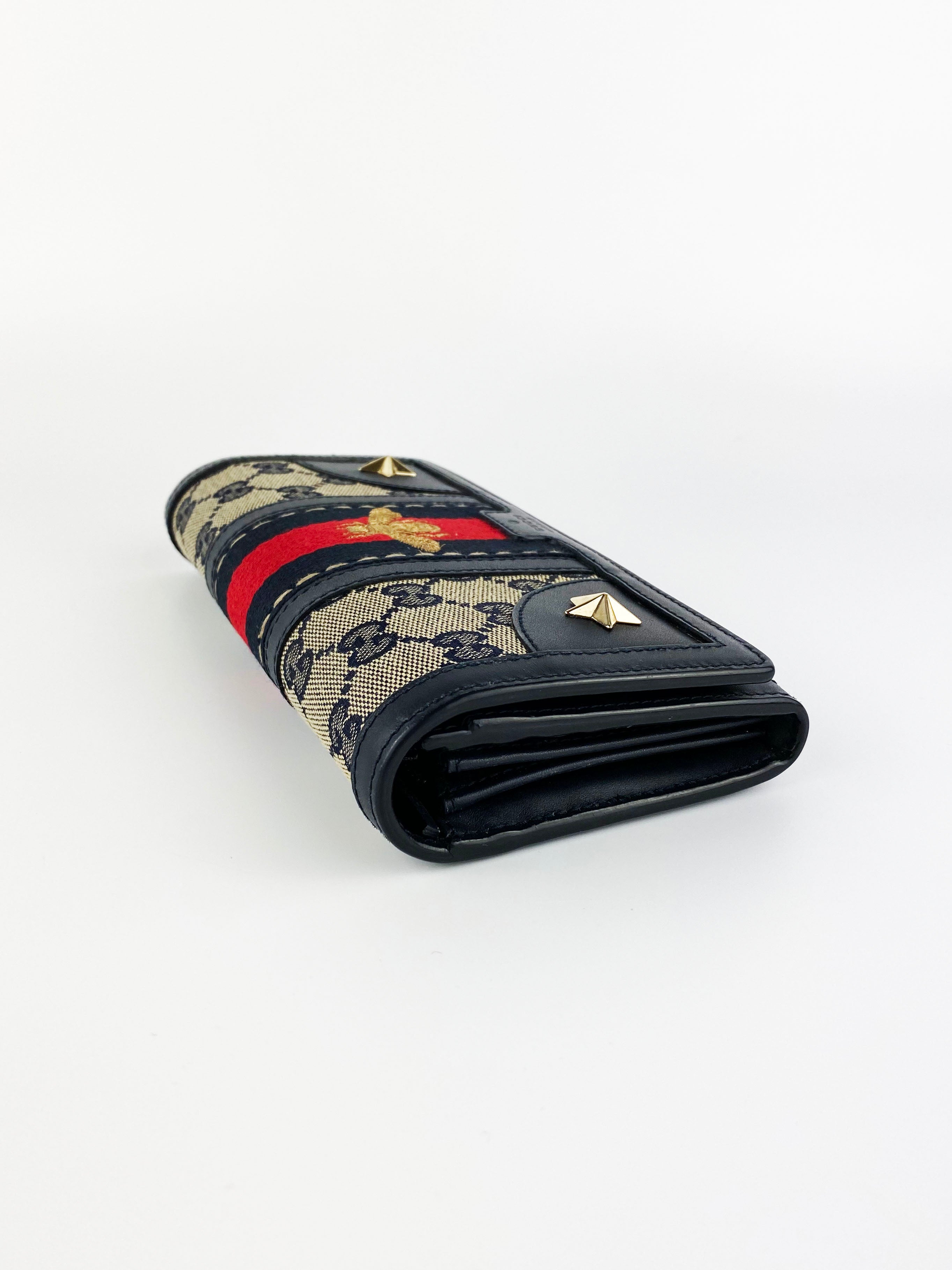Gucci Monogram Rania Bee Wallet - Luxury Designer Wallet for Women with Bee Motif - Perfect for Everyday Use, Travel & Gift Giving