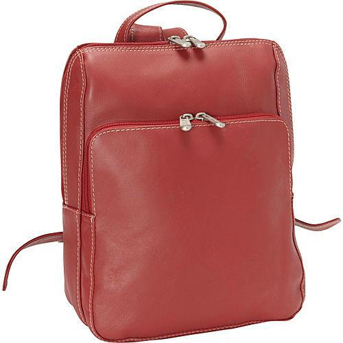Premium Piel Leather Slim Front Pocket Backpack for Men & Women - Lightweight Travel Laptop Bag for Work, School & Daily Commute
