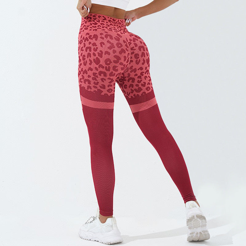 Women's High Waist Leopard Print Yoga Pants - Seamless Butt Lifting Workout Leggings for Running, Gym & Training | Elastic Fitness Clothing for Active Lifestyles