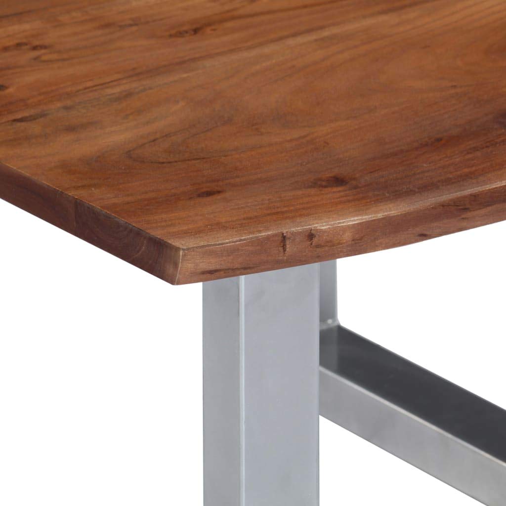 Live Edge Coffee Table - Modern Industrial Solid Acacia Wood & Metal Legs Rustic Coffee Table 23.6