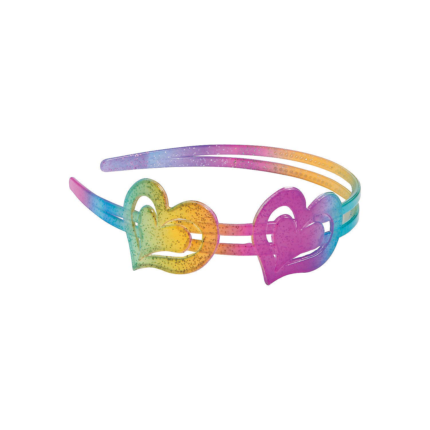 Fun Express - 6-Piece Glitter Rainbow Headband Set for Kids & Teens - Sparkly Hair Accessories for Parties, Costumes & Dress-Up Play