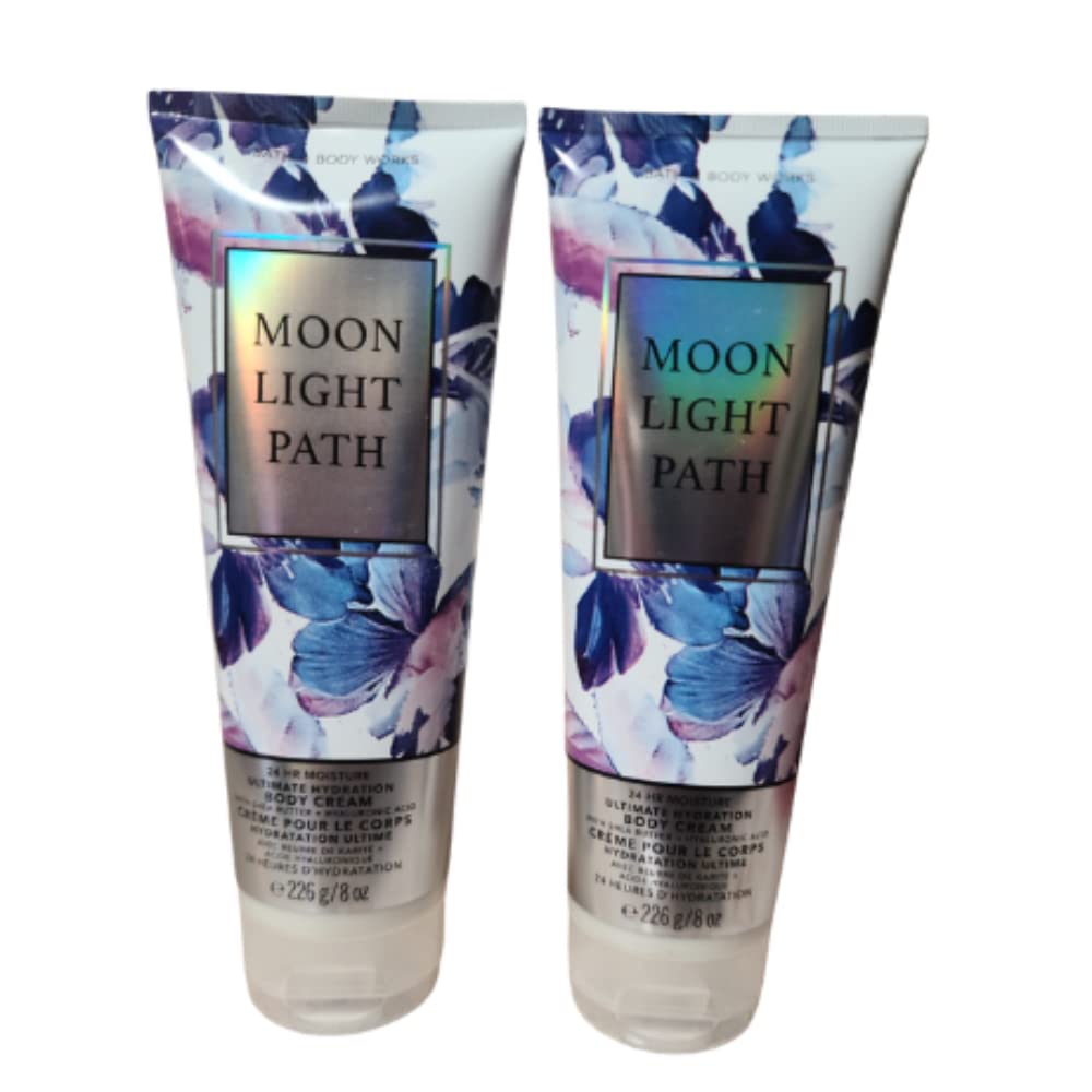Bath and Body Works Moonlight Path Ultra Shea Body Cream 2-Pack (8 Oz Each) - Deeply Moisturizing Hand & Body Lotion for Dry Skin, Perfect for Nighttime Relaxation & Spa Days