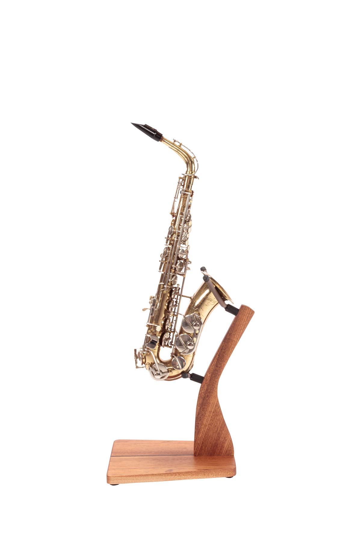 Premium Handcrafted Solid Mahogany Wood Saxophone Floor Stand | USA Made Zither Wooden Instrument Holder | Perfect for Jazz Performances, Studio Sessions & Home Decor