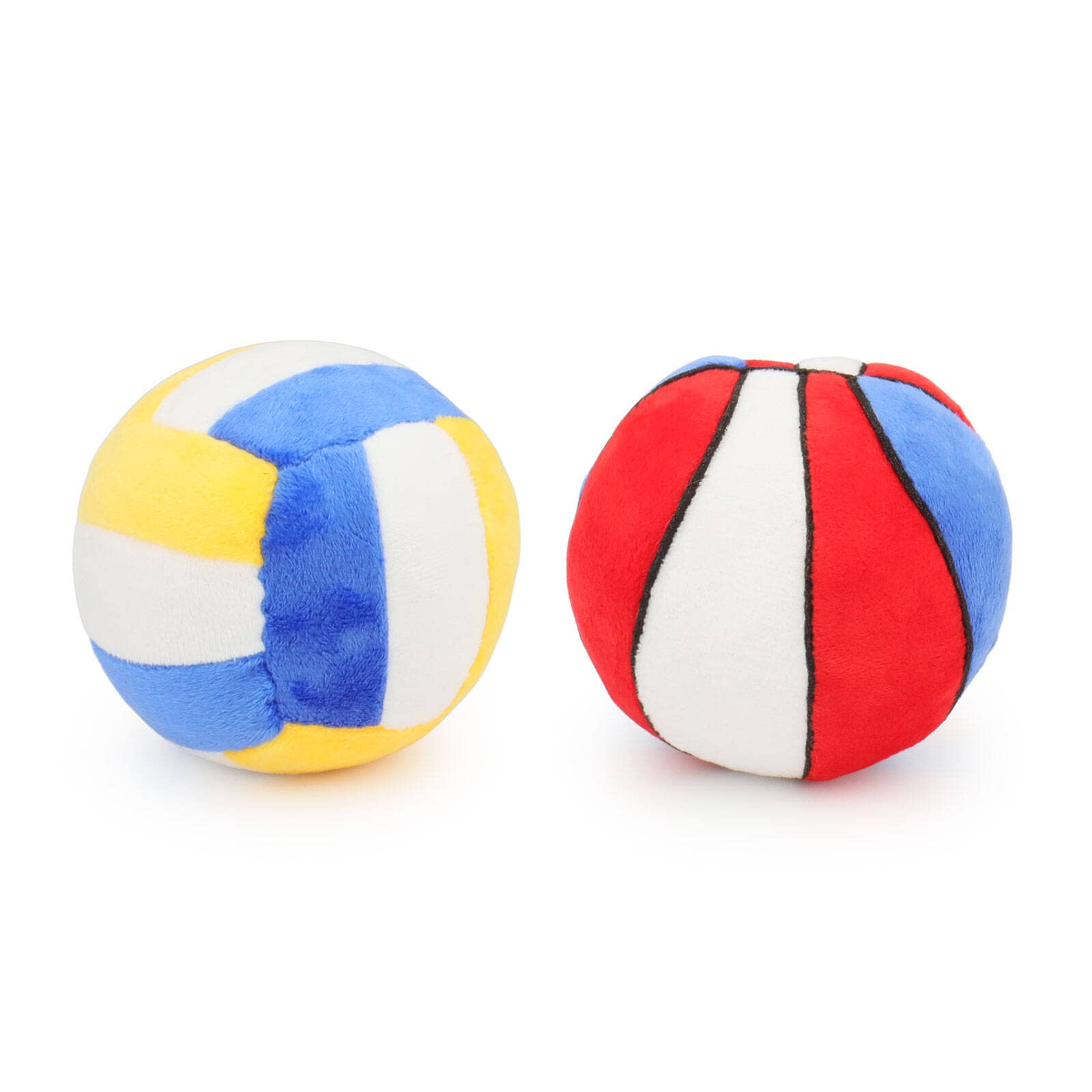 2PCS Interactive Squeaky Dog Toys - Plush Chew Balls for Small & Medium Dogs - Puppy Teething Toys - Perfect for Indoor/Outdoor Play, Training & as Christmas/Birthday Gifts for Pets - Fun Basketball & Volleyball Style Playtime