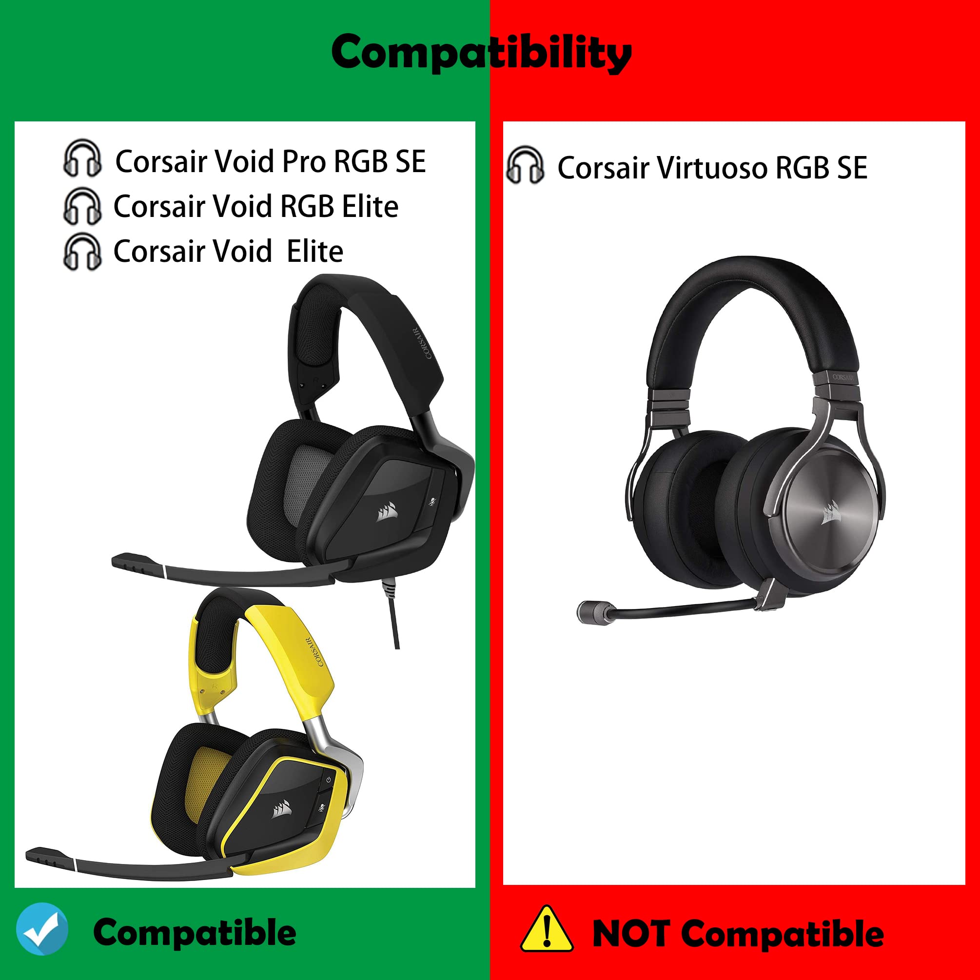 Cooling Gel Memory Foam Ear Pads - Replacement Cushions for Corsair Void & Void Pro Gaming Headsets - Enhanced Comfort for Long Gaming Sessions - Perfect for PC, PS4, Xbox Gaming with 7.1 Surround Sound