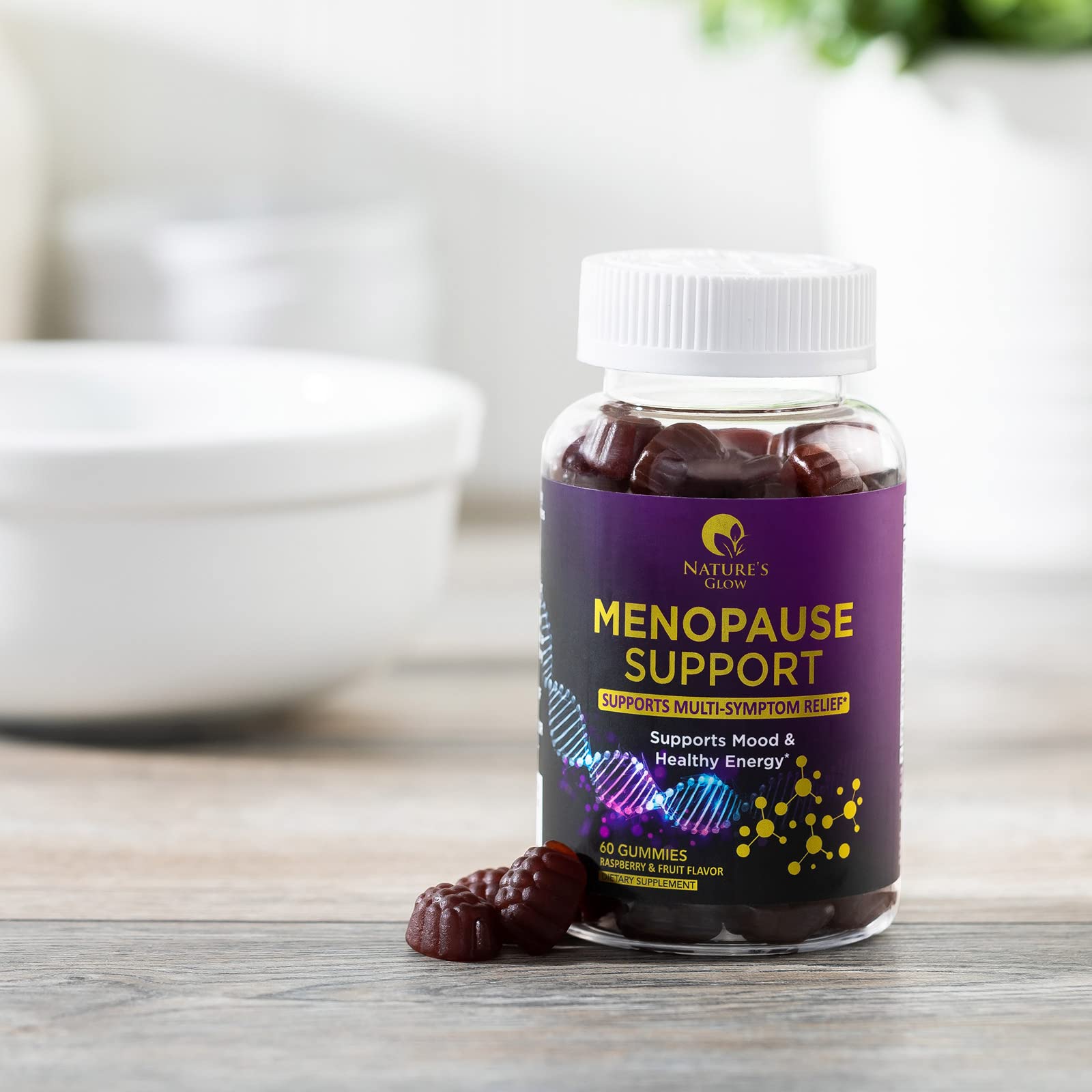 Natural Menopause Relief Gummies for Women - Hot Flashes, Night Sweats & Energy Support | Non-GMO, Gluten-Free Vitamin Supplement | 60 Count | Perfect for Work, Travel & Daily Wellness