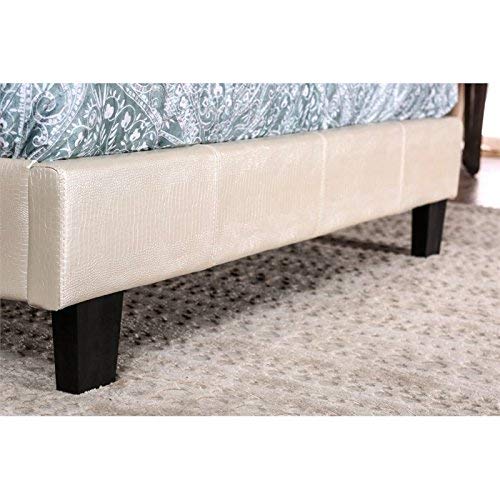 Furniture of America Harriet Platform Bed Frame Queen Size in Pearl White - Modern Minimalist Bedroom Furniture for Small Spaces & Guest Rooms