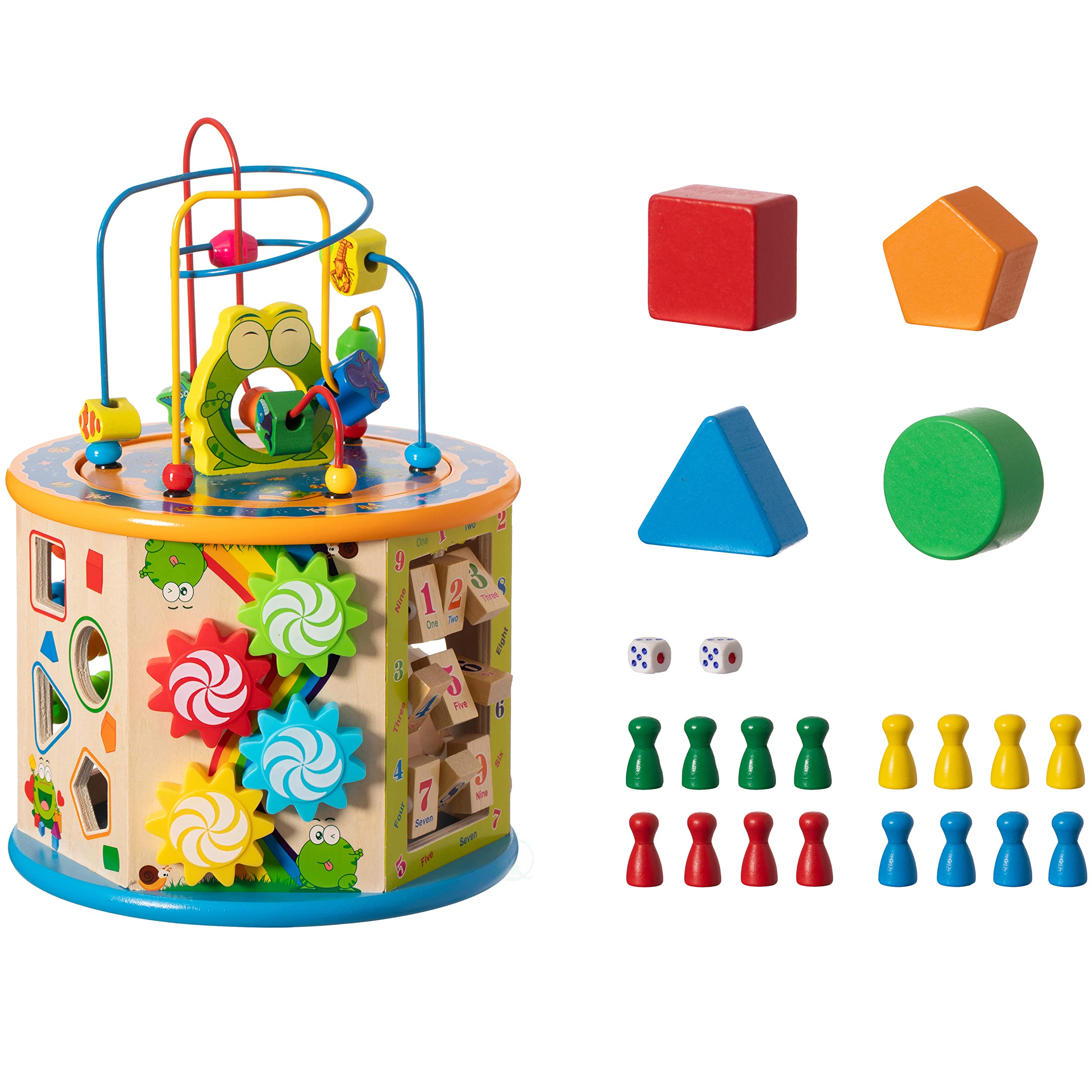8-in-1 Multicolor Wooden Activity Cube for Toddlers & Babies - Educational Learning Toy for Playrooms, Nurseries, Preschools & Doctor Offices | Perfect for Early Childhood Development & Sensory Play