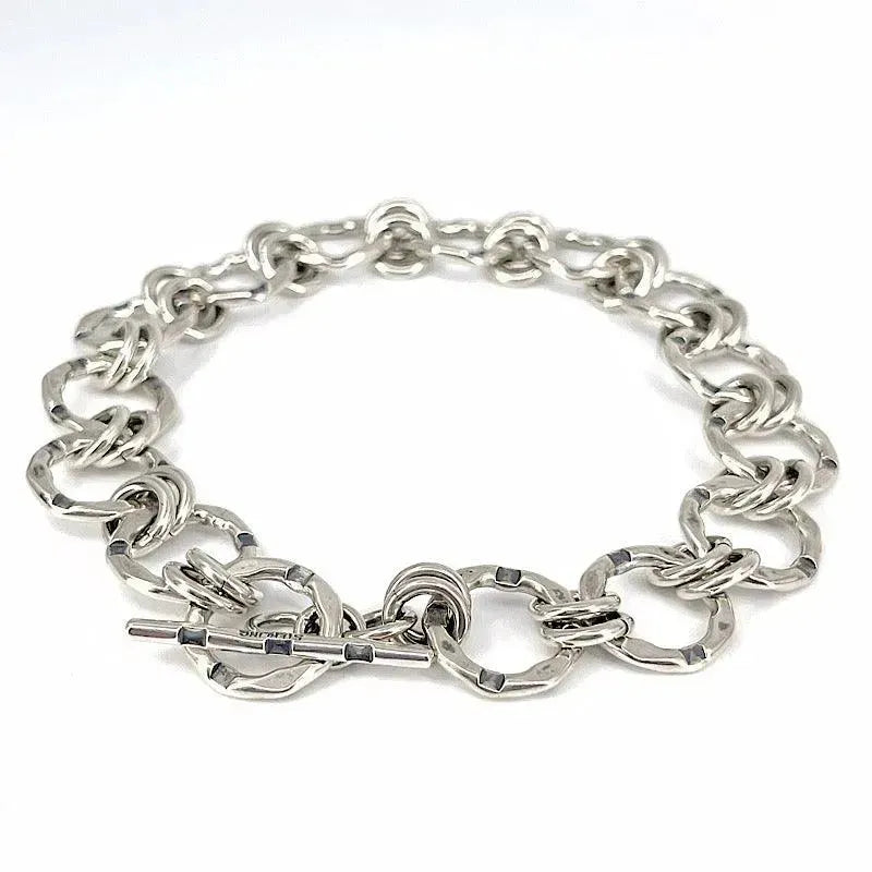 Sterling Silver Circles Bracelet with Rectangle Pattern - Elegant Stackable Bangle for Women, Gift for Her | Perfect for Everyday Wear, Date Night & Special Occasions
