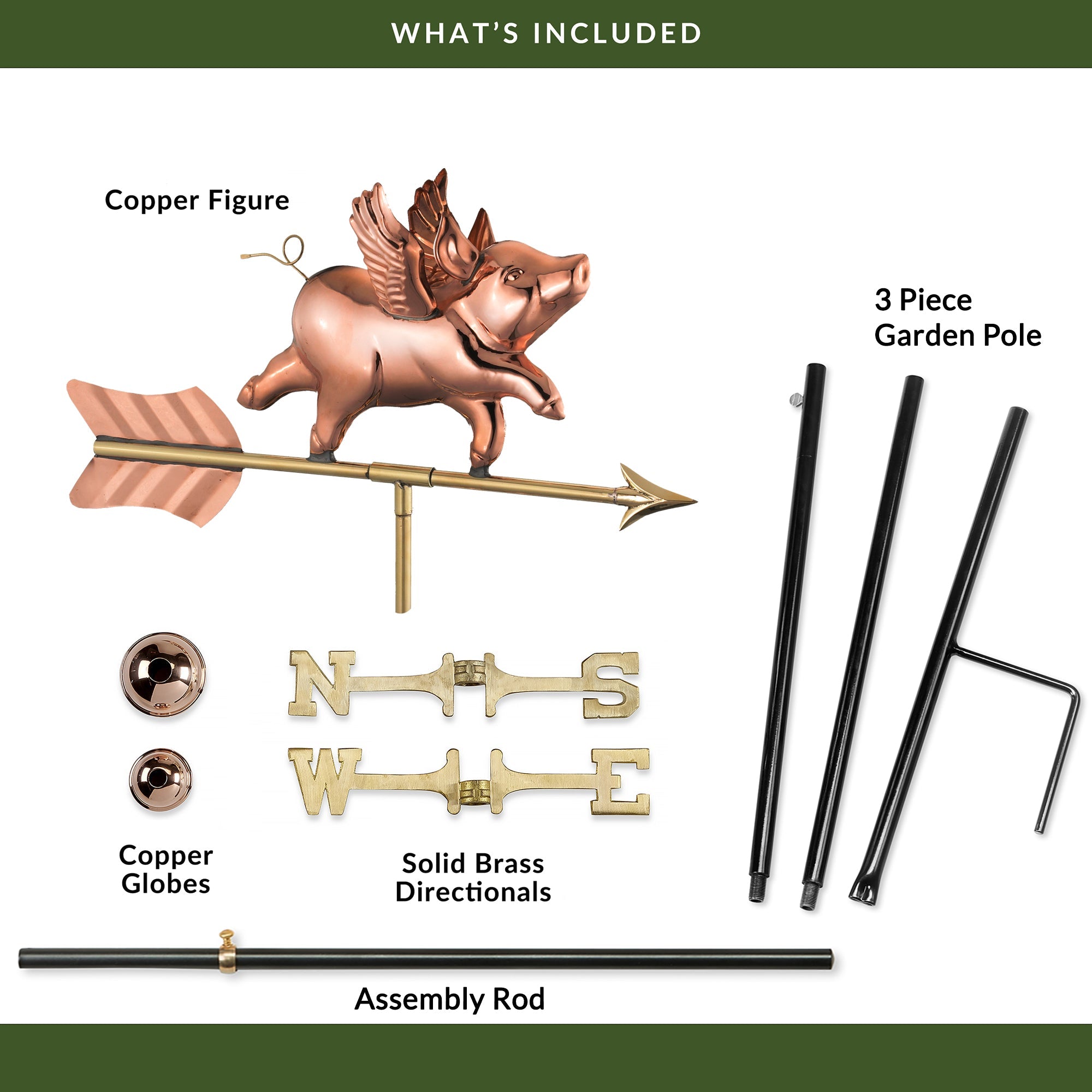 Flying Pig Garden Weathervane - Whimsical Outdoor Decor for Yard, Farmhouse & Garden - Perfect for Rustic Home, Farm or Backyard Decoration