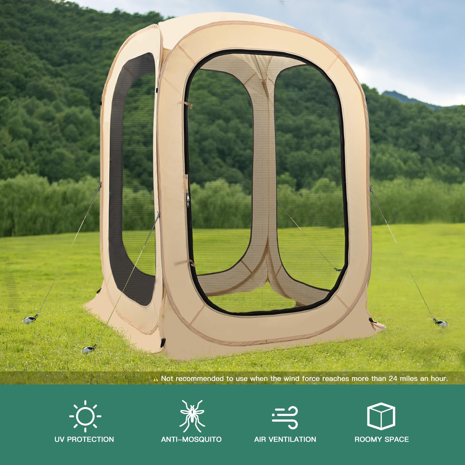 LILYPELLE Pop-Up Screen House Tent - Portable Instant Canopy Shelter for Outdoor Camping, Patio, Backyard & Deck | Includes Carry Bag | Perfect for BBQs, Picnics & Bug-Free Relaxation