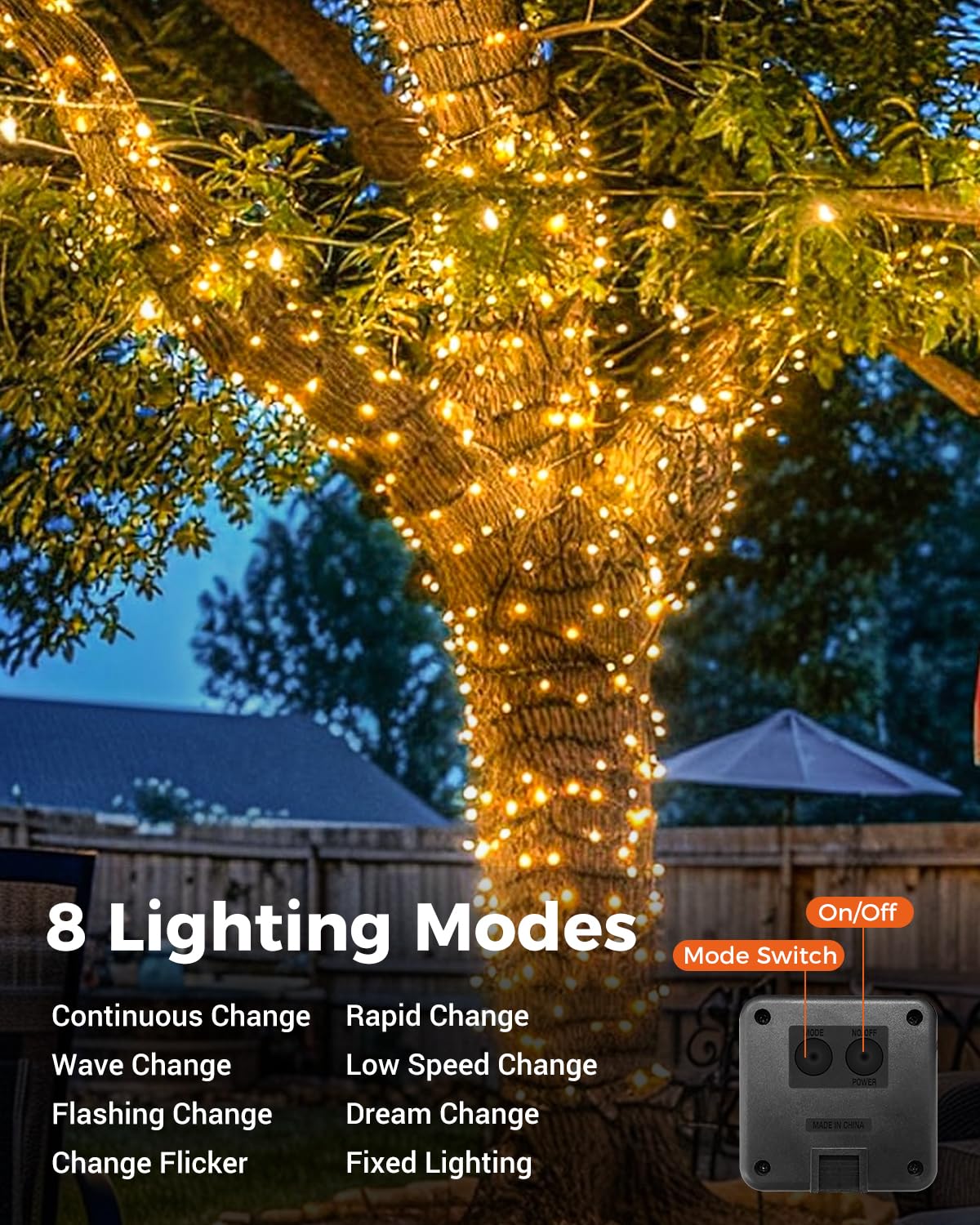 72Ft Solar String Lights Outdoor - 220 LED Solar Powered Fairy Lights with 8 Lighting Modes, Waterproof Christmas Tree Lights for Garden, Patio, Balcony, Party & Home Decor (Warm White) | Perfect for Outdoor Weddings, Backyard BBQs, Holiday Celebrations & Landscape Lighting