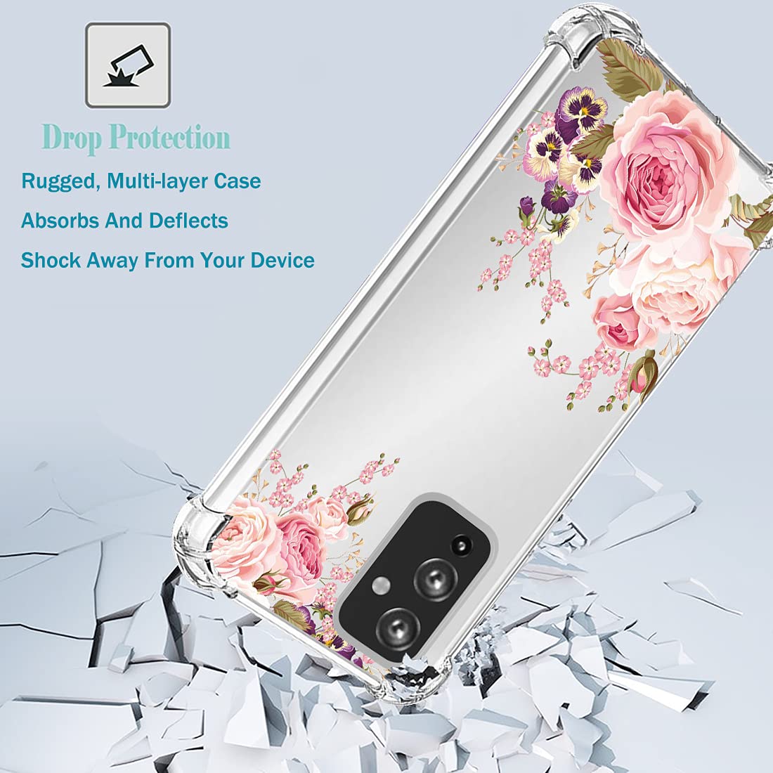 OnePlus 9 Phone Case for Women - Slim Shockproof Clear Floral TPU Protective Cover (Rose Flower) | Perfect for Everyday Use, Work & Travel