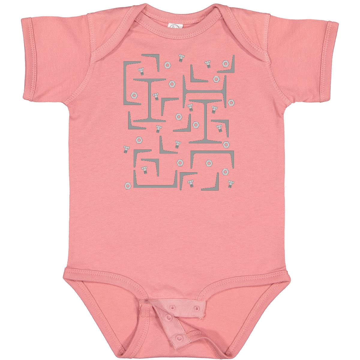 Inktastic Nuts Bolts Angles & Gray Steel Beams Baby Bodysuit - Soft Cotton Onesie for Infants, Construction Theme Outfit for Boys & Girls - Perfect for Playdates, Photo Shoots & DIY Enthusiast Parents