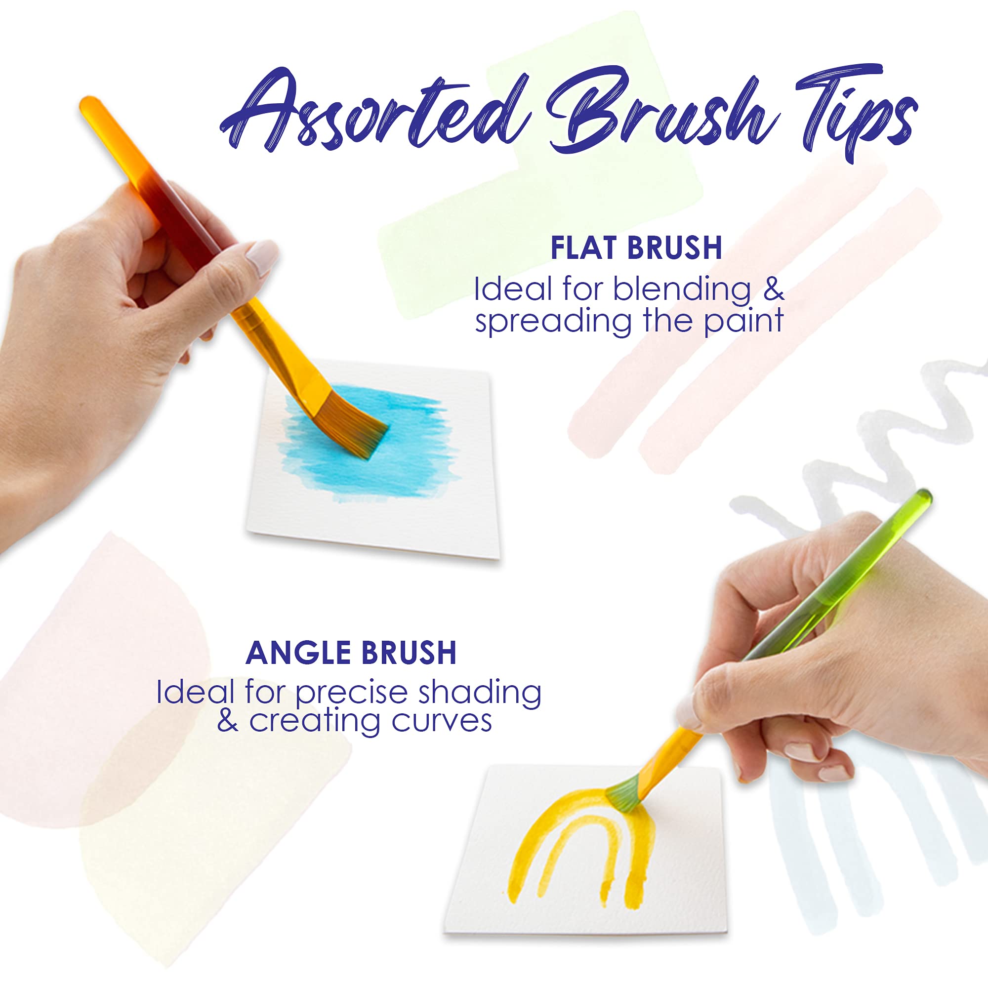BAZIC 5-Pack Nylon Bristle Paint Brushes Set - Flat & Angled Artist Brushes for Acrylic, Oil, Watercolor, Gouache Painting - 144-Pack Bulk Art Supplies for Professionals & Beginners - Perfect for Canvas, Wood, Fabric & DIY Crafts