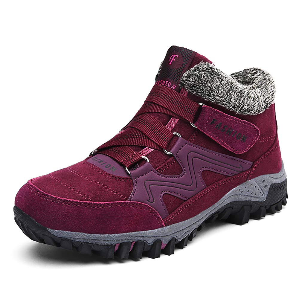 Women's Winter Thermal Faux Fur Lined Leather Platform High Top Boots - Non-Slip Hiking Shoes for Outdoor Walking, Snow & Cold Weather Fashion