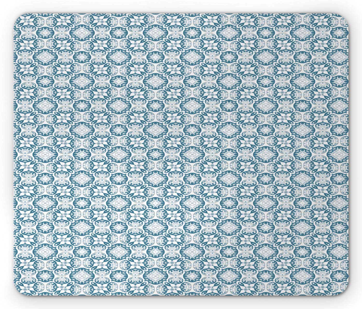 Ambesonne Vintage Mouse Pad - Blue Floral Traditional Design, Non-Slip Rubber Base, Standard Size Rectangle Mousepad (Pale Blue & Slate Blue) for Office, Gaming & Computer Workstations