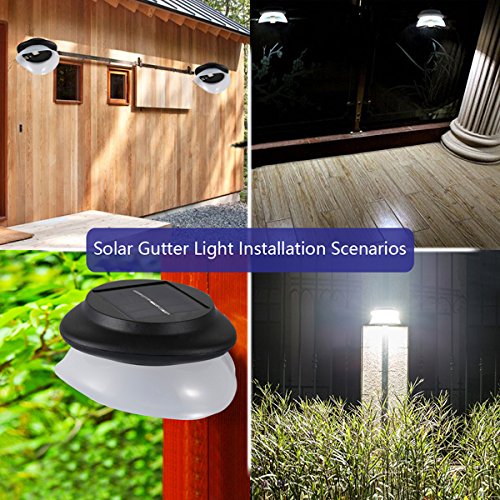 9 LED Solar Gutter Lights Outdoor - Super Bright Waterproof Wireless Security Lights for Garden, Wall, Yard, Deck - Perfect for Pathway, Patio & Landscape Lighting