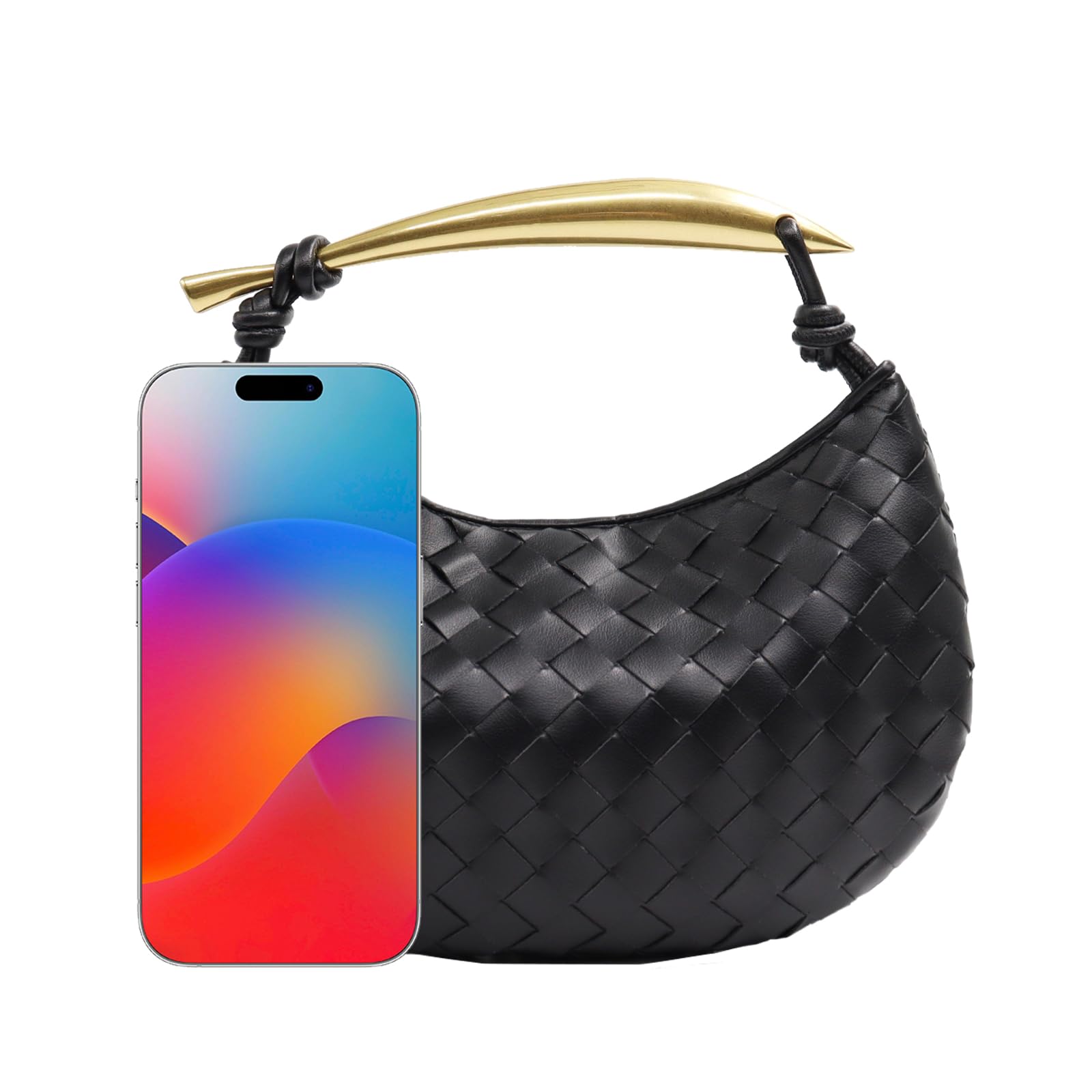 Stylish Woven Leather Hobo Shoulder Bag for Women - Elegant Knotted Evening Purse, Perfect for Dinner Parties, Date Nights & Special Occasions
