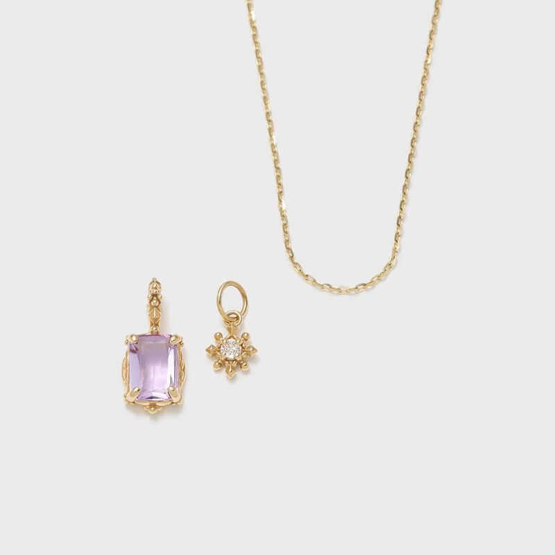 Make A Wish Amethyst Peridot Sandstone Pendant Necklace with Snowflake Charm | HD154 | Elegant Jewelry Gift for Women, Birthday, Christmas & Special Occasions