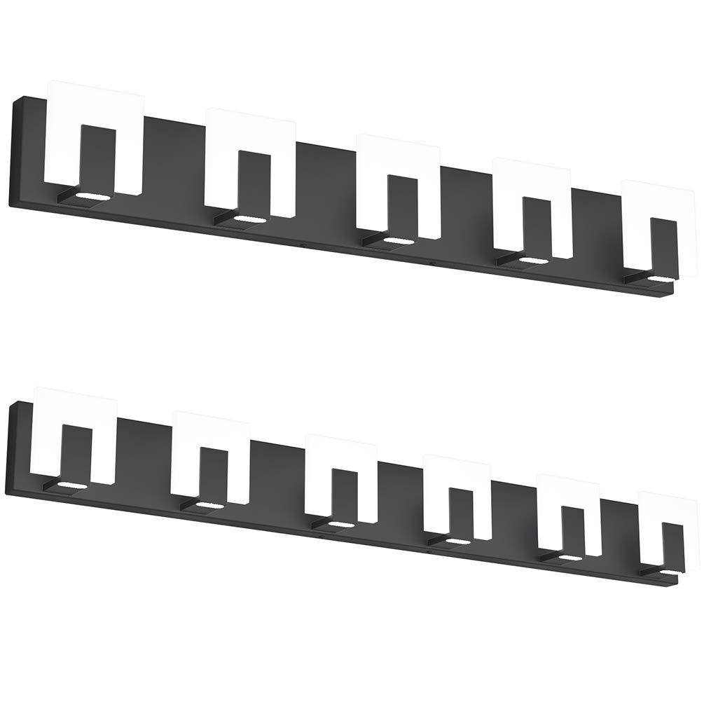 Aipsun Modern Black Vanity Light - LED Bathroom Wall Light Fixture with Up and Down Lighting for Mirror - Perfect for Bathroom, Powder Room, and Dressing Area Illumination