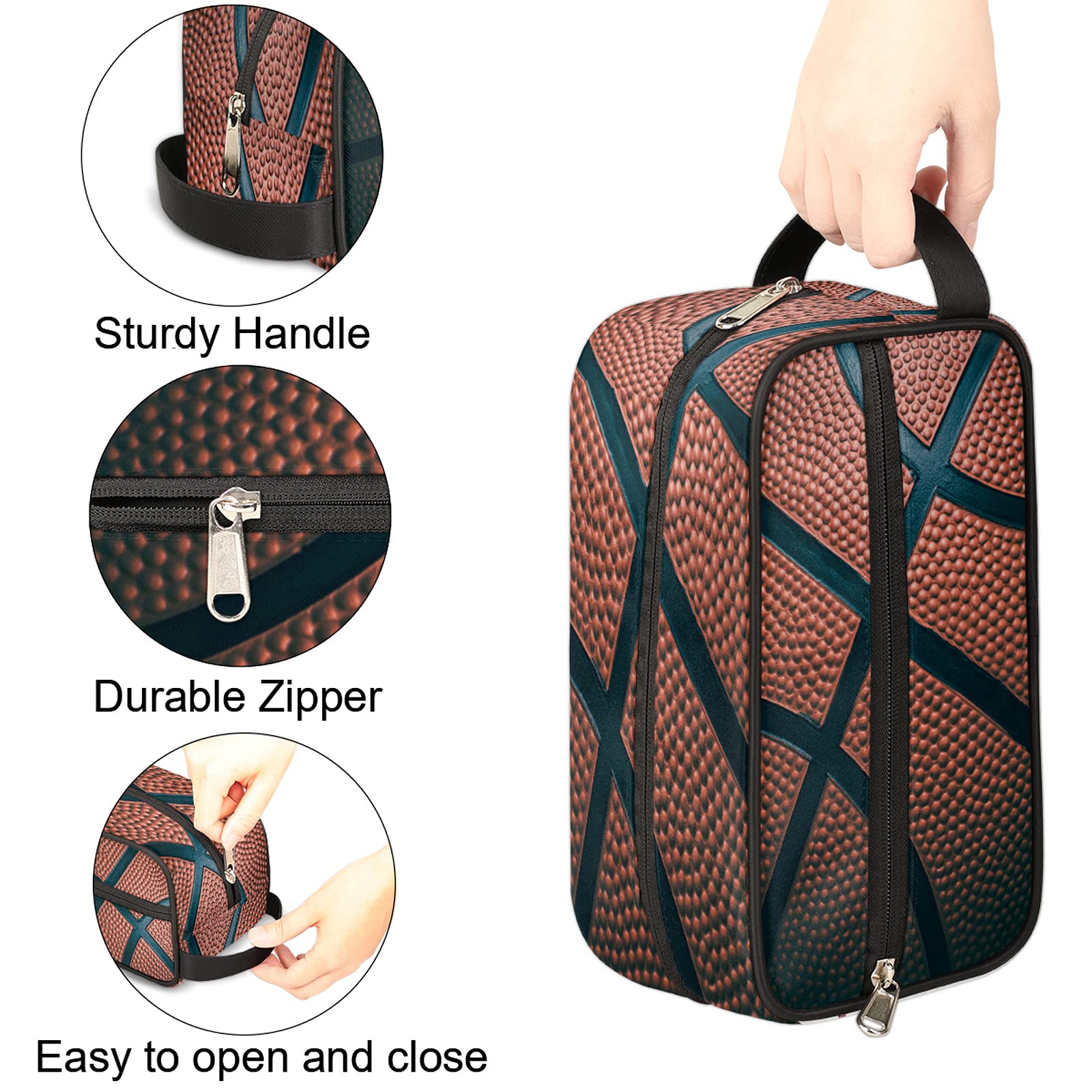 Bardic Unisex-Adult Water-Resistant Basketball Toiletry Bag - Travel Dopp Kit for Men & Women, Lightweight Shaving Bag for Toiletries Accessories - Perfect for Gym, Travel & Sports