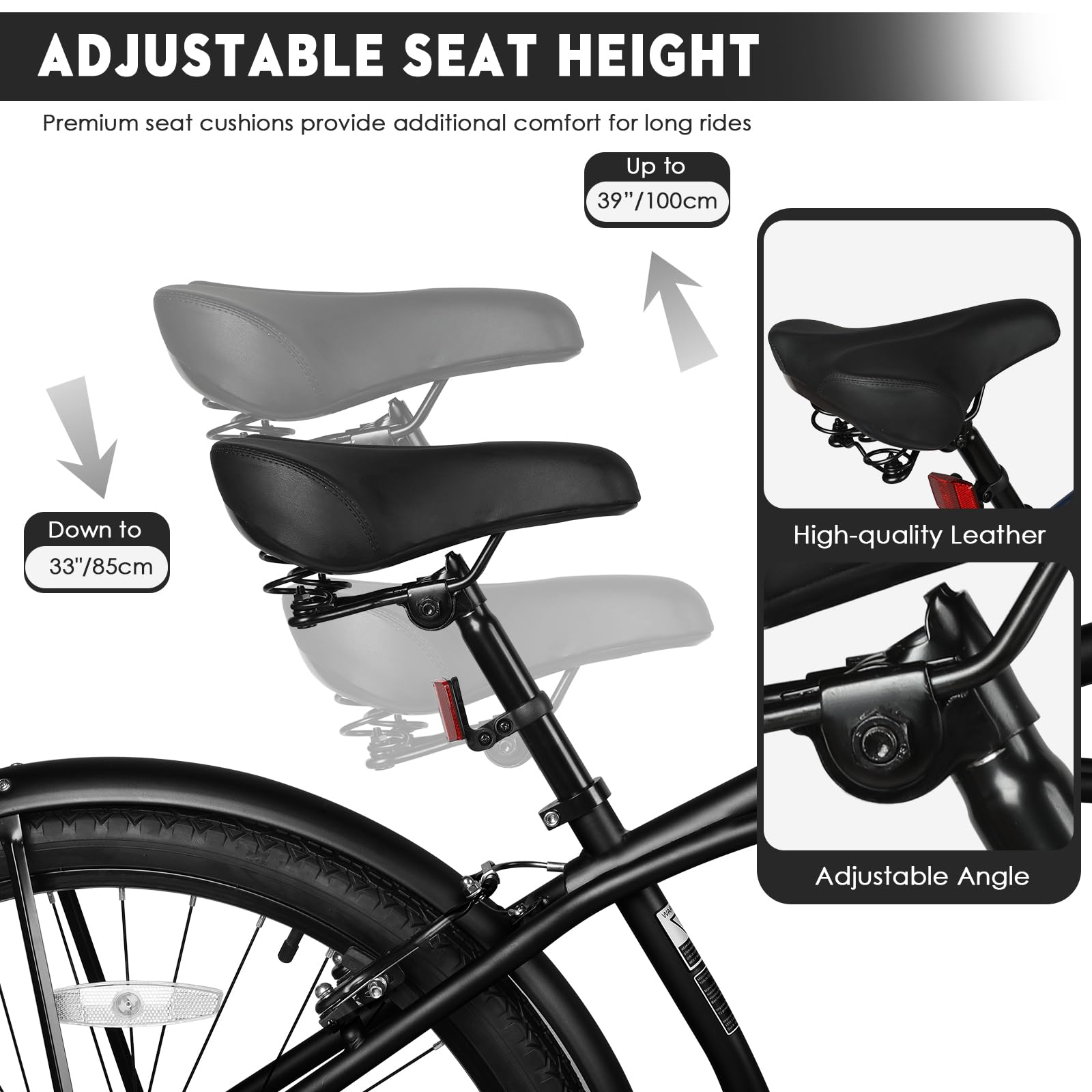 **26 Inch Women's Beach Cruiser Bike - 7 Speed Hybrid Bicycle for Women & Men, Lightweight Frame with Anti-Skid Tires, Easy Quick Assembly - Perfect for Commuting, Leisure Rides & Beach Cruising**