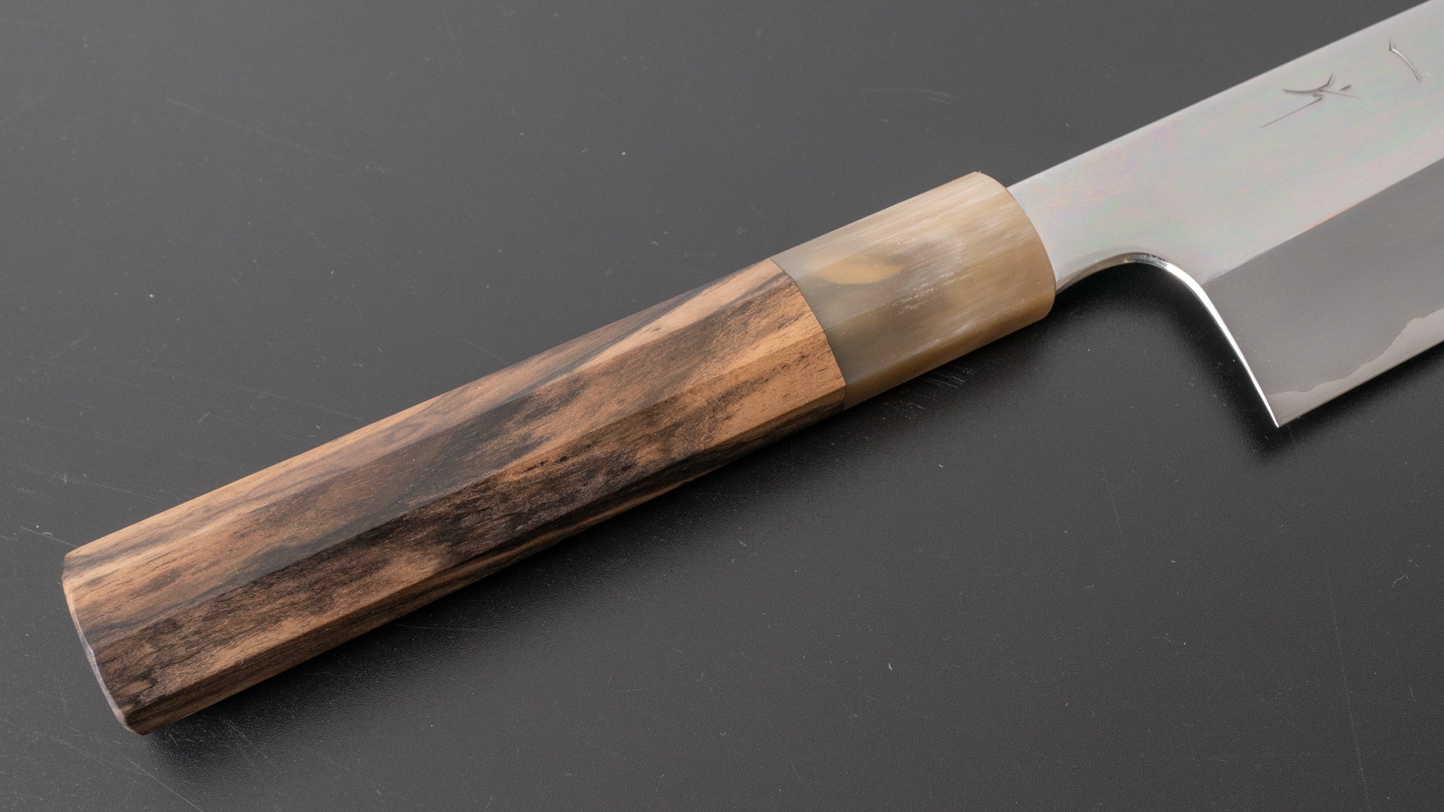 Hitohira Togashi White #1 Stainless Clad Kiritsuke Gyuto 240mm Japanese Chef Knife - Kurokaki Persimmon Handle, Mirror Polished - Perfect for Sushi, Sashimi & Precision Cutting