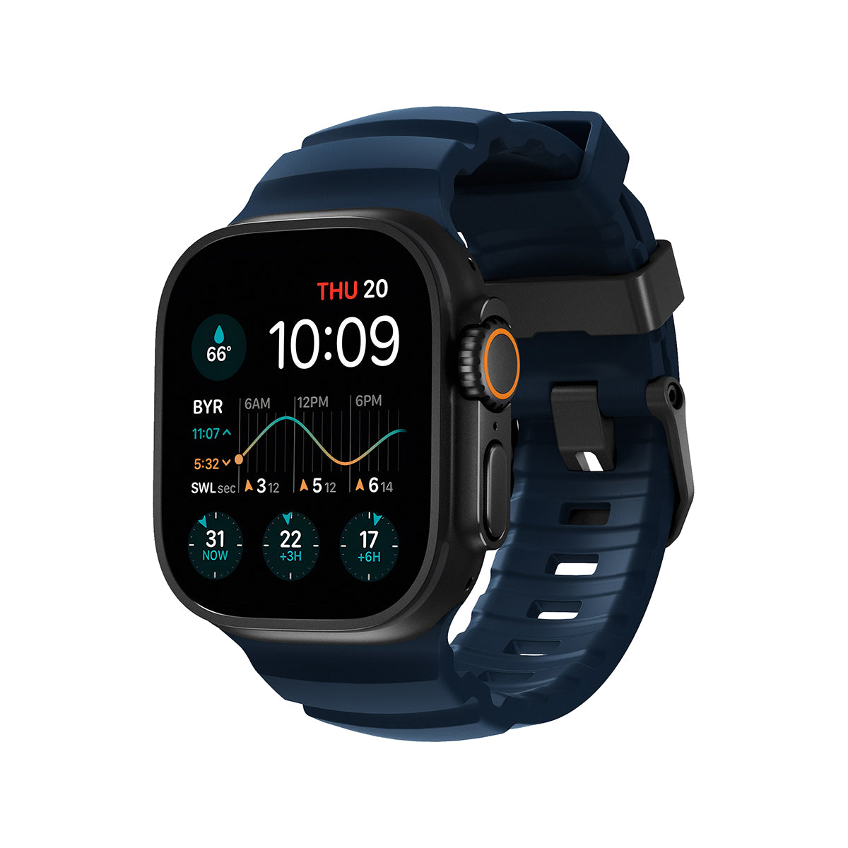 NOMAD Rocky Point Band for Apple Watch 44mm & 46mm - Atlantic Black Hardware - Durable & Comfortable Sport Strap for Swimming, Running & Outdoor Activities