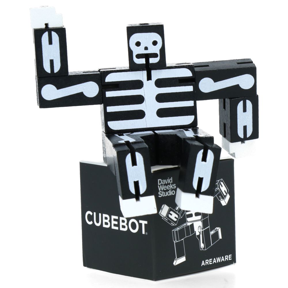 Micro Cubebot Black/Skeleton Wooden Puzzle Toy - Fun Brain Teaser & Stress Relief for Kids & Adults - Perfect for Office, Home, and Travel